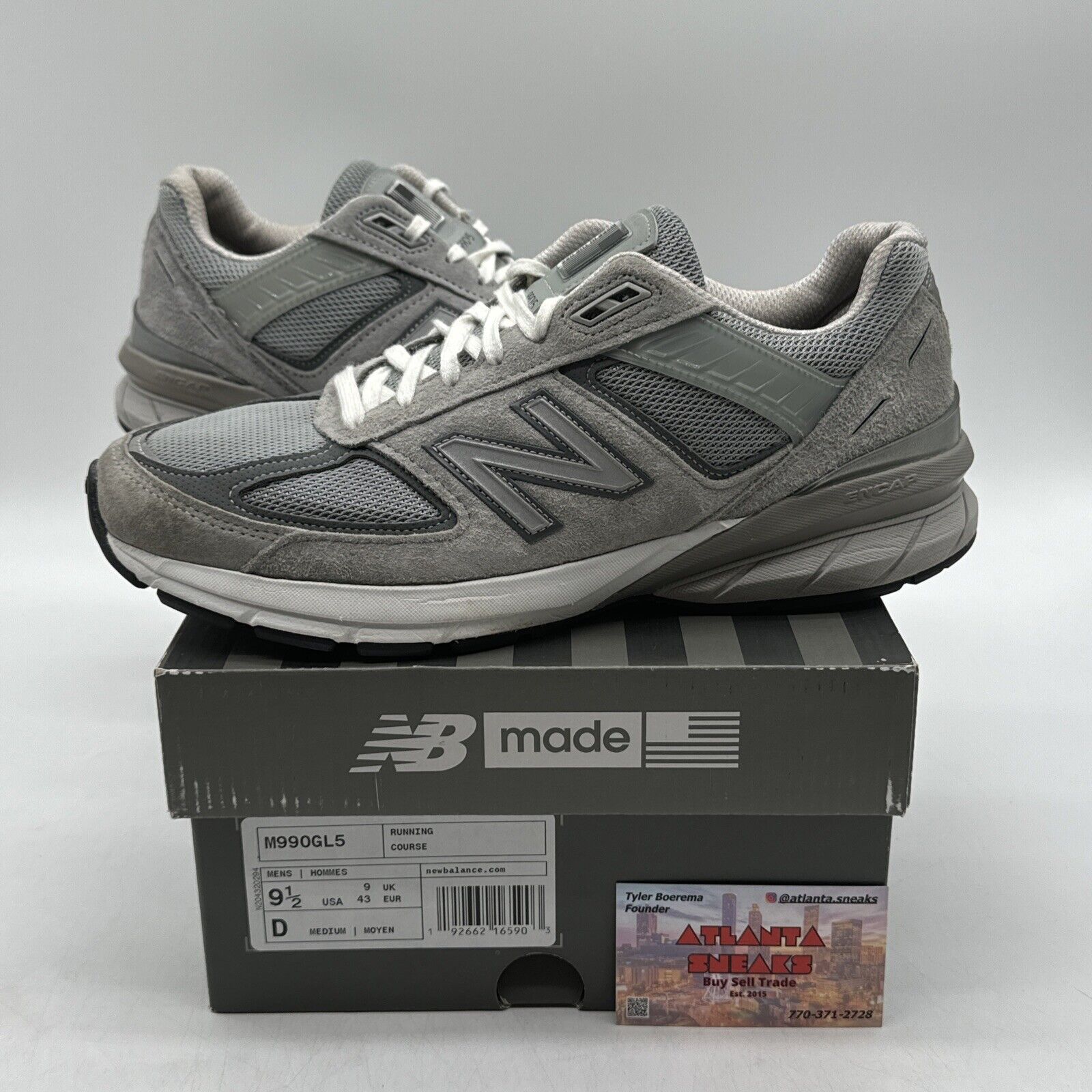 Size 9.5 - New Balance 990v5 Made in USA Low Castlerock suede Leather. Reflect