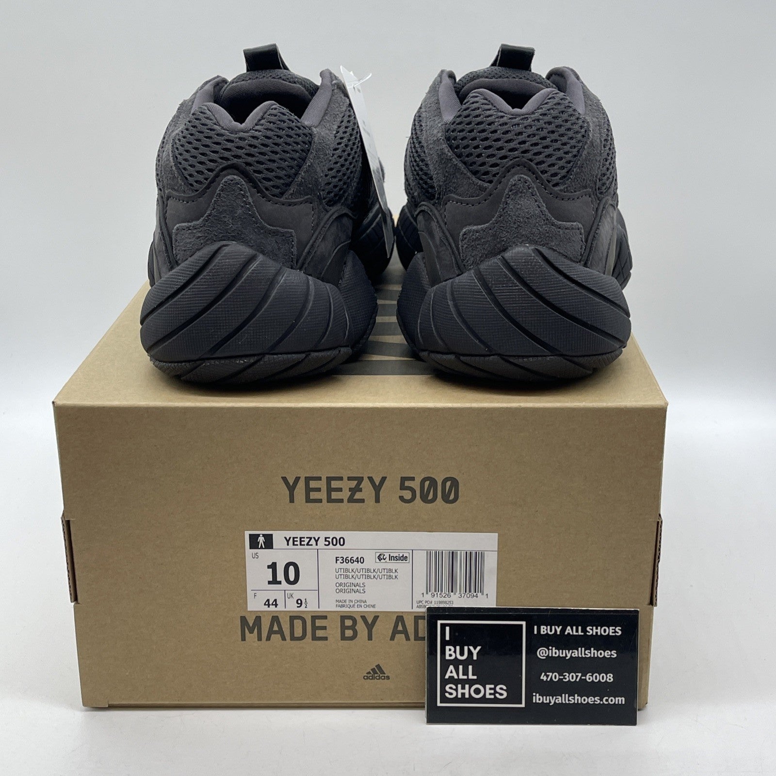 Size 10 - adidas Yeezy 500 Low Utility Black suede (F36640)
