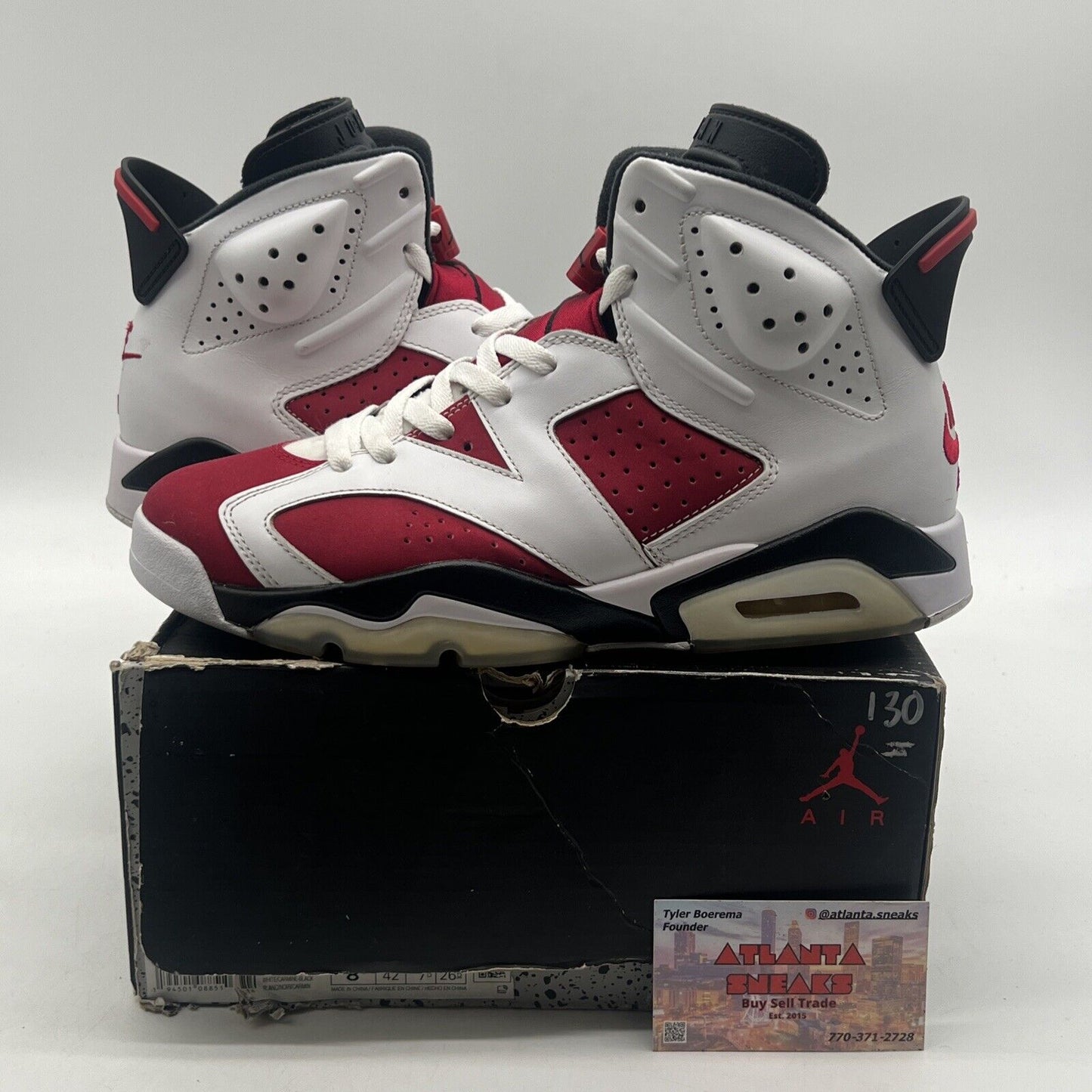 Size 8.5 - Jordan 6 Retro OG Mid Carmine Black White Red Suede (CT8529-106)