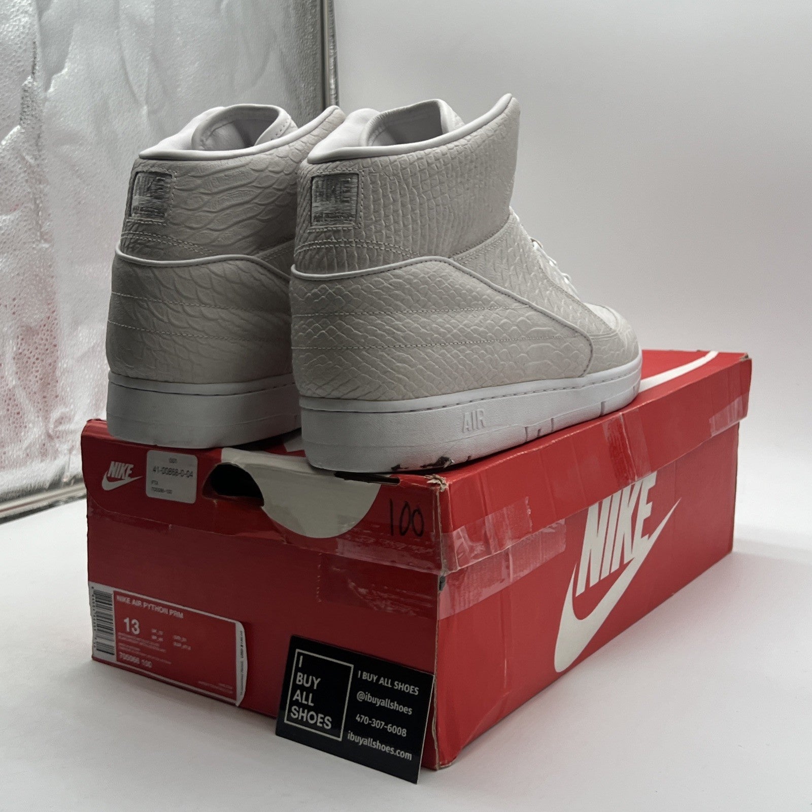 Size 13 - Nike Air Python Premium White Metallic Silver (705066-100)