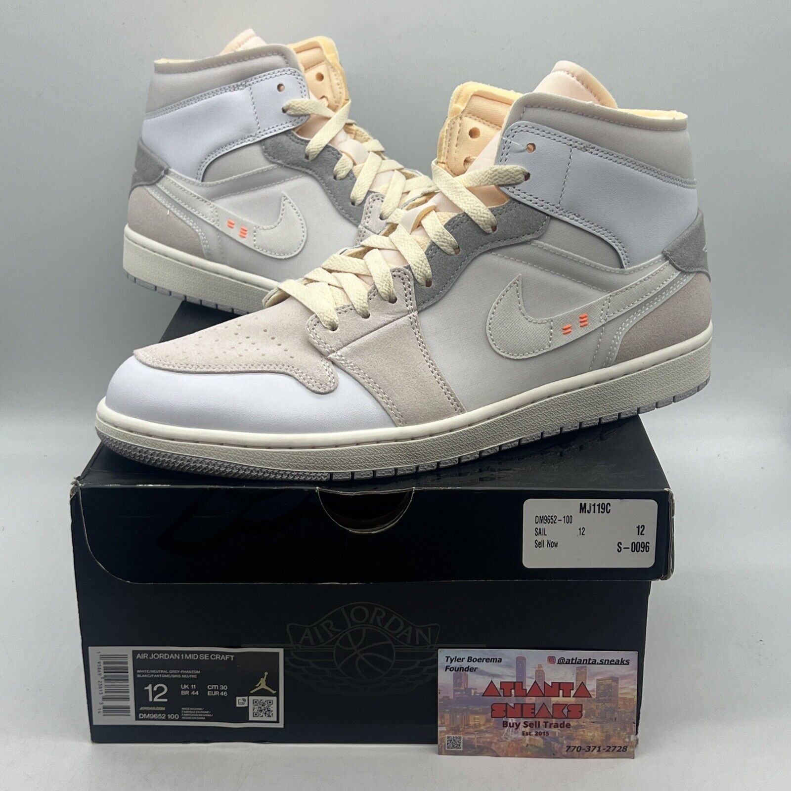 Size 12 - Jordan 1 Mid SE Craft White 2022 Brand New Og All