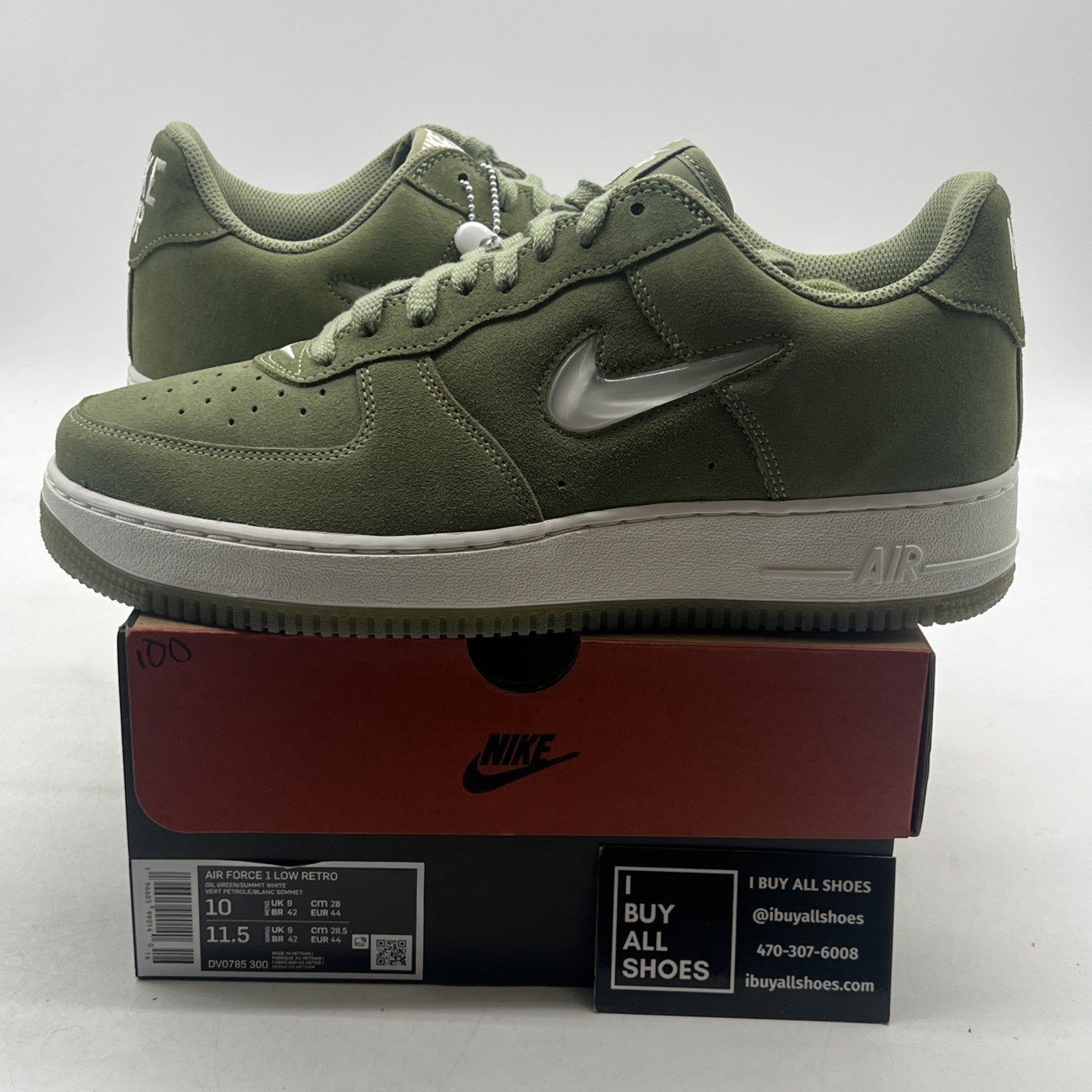 Size 10 - Nike Air Force 1 Jewel Color of the Month - Oil Green (DV0785-300)