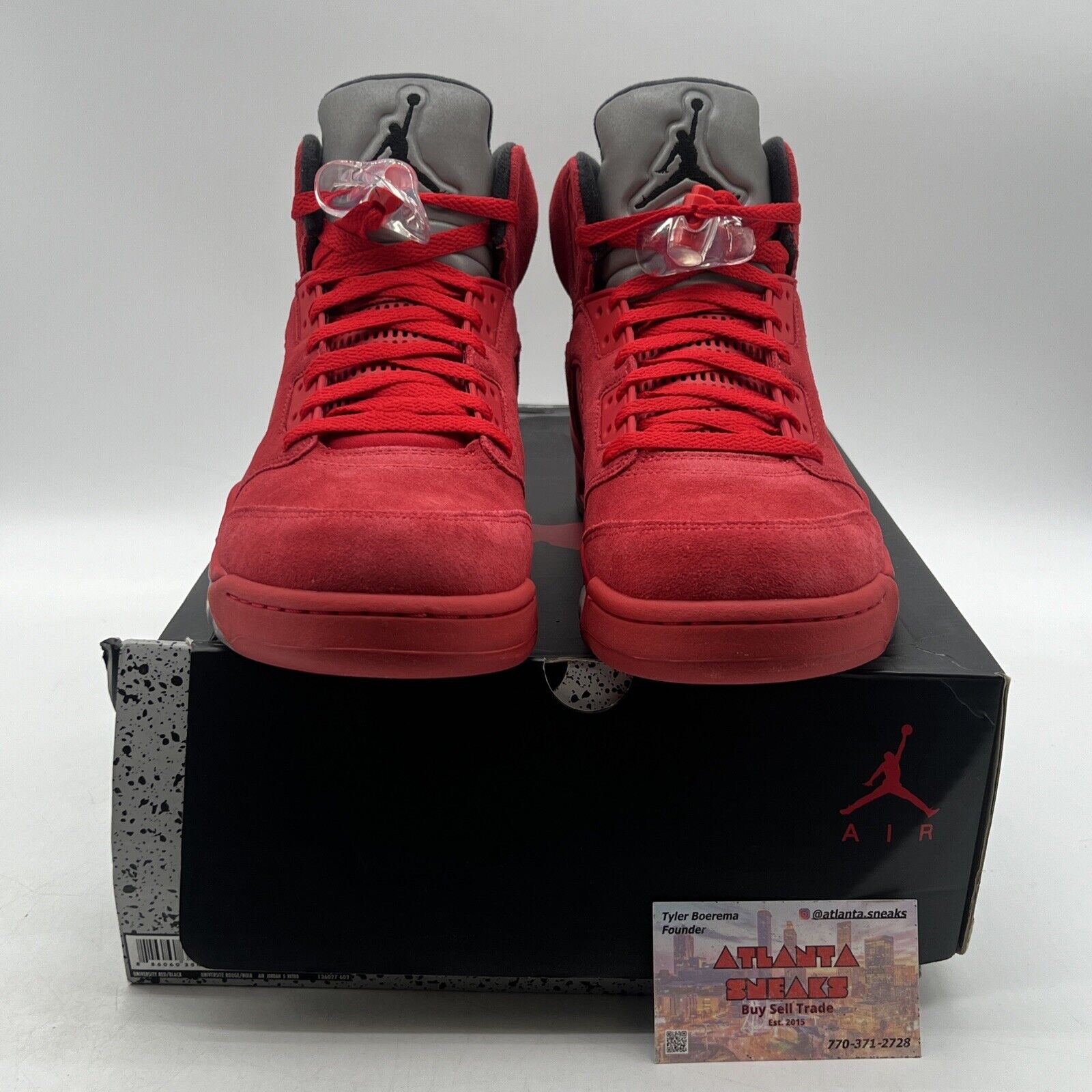 Size 11.5 - Air Jordan 5 Retro Red Suede Black Grey Suede (136027-602)