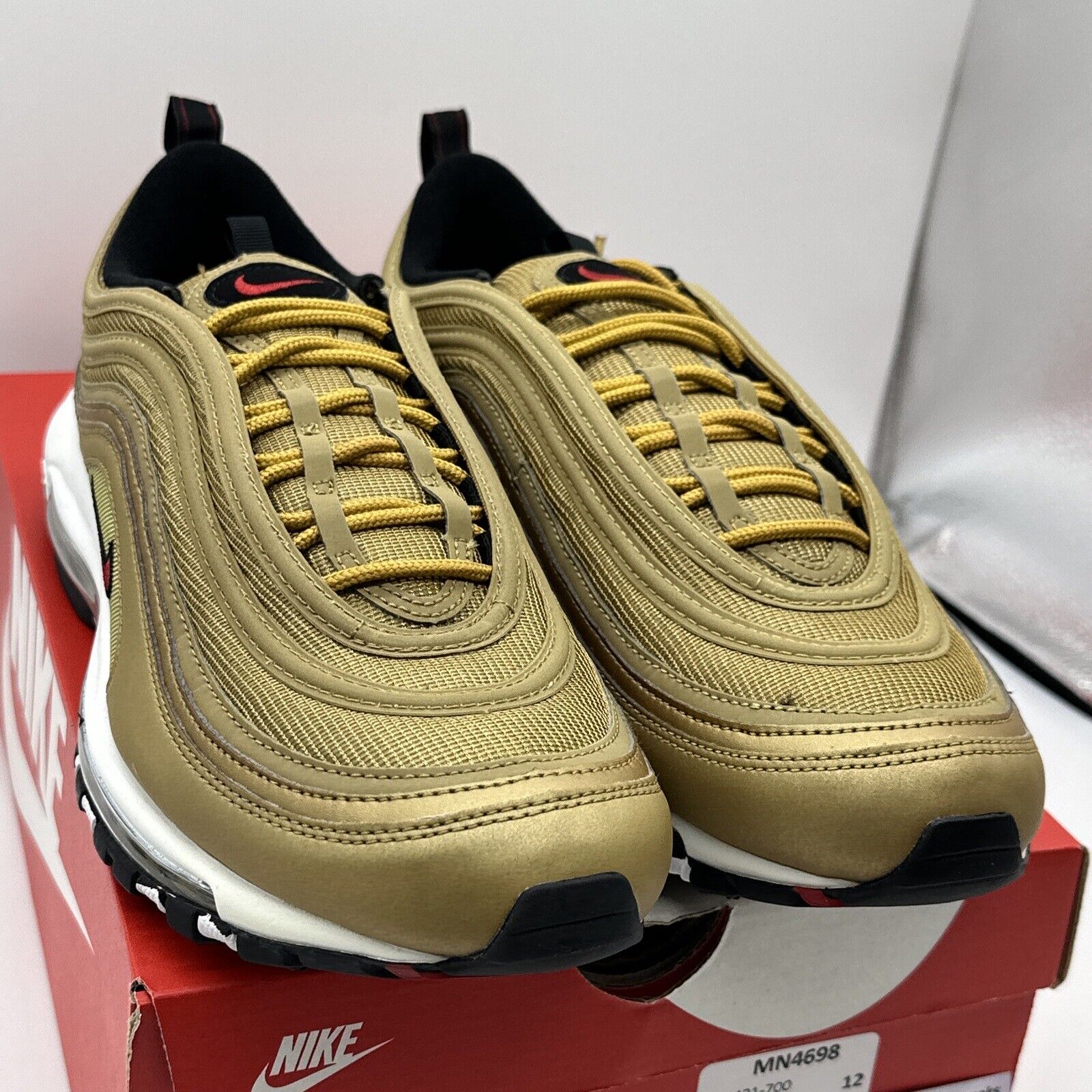 Size 12 - Nike Air Max 97 OG QS Metallic Gold 2017 - 884421-700 New With Box