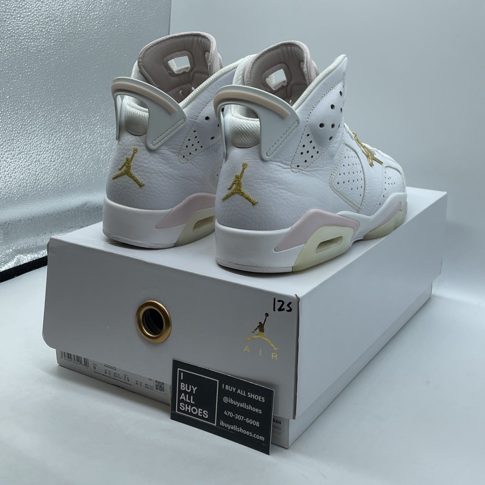 Size 9W - Air Jordan 6 Retro Gold Hoops White Pink Leather (DH9696-100)