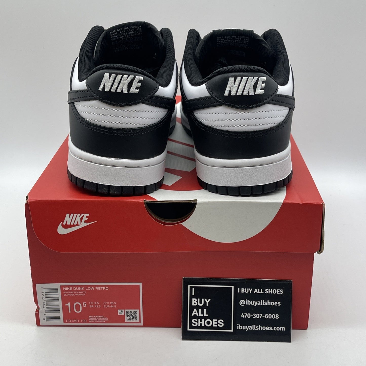 Size 10.5 - Nike Dunk Low Black White Leather (DD1391-100)