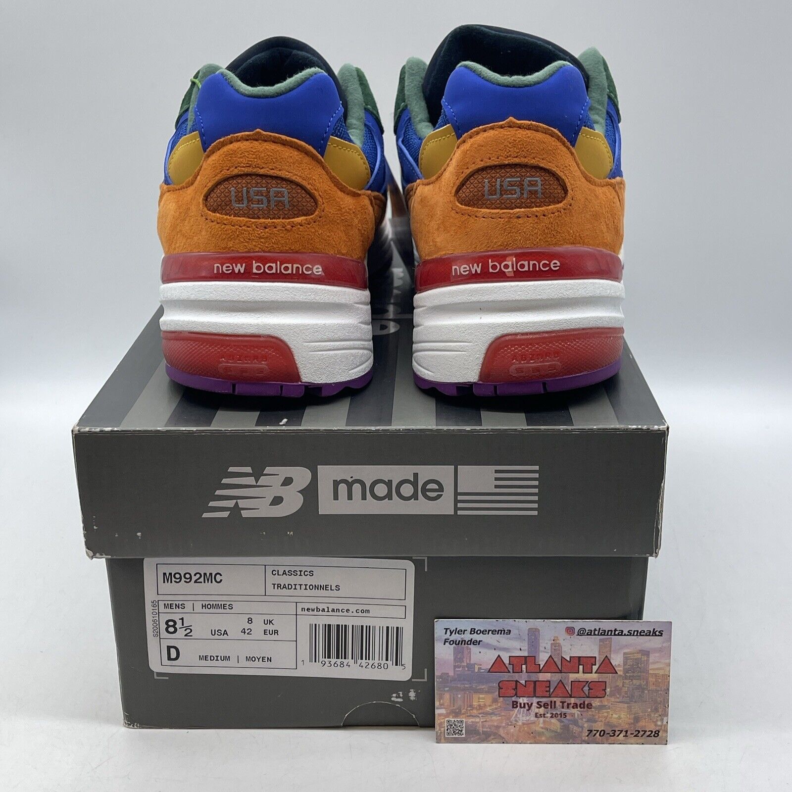 Size 8.5 - New Balance 992 Made in USA Multi-Color Suede Leather (M992MC)