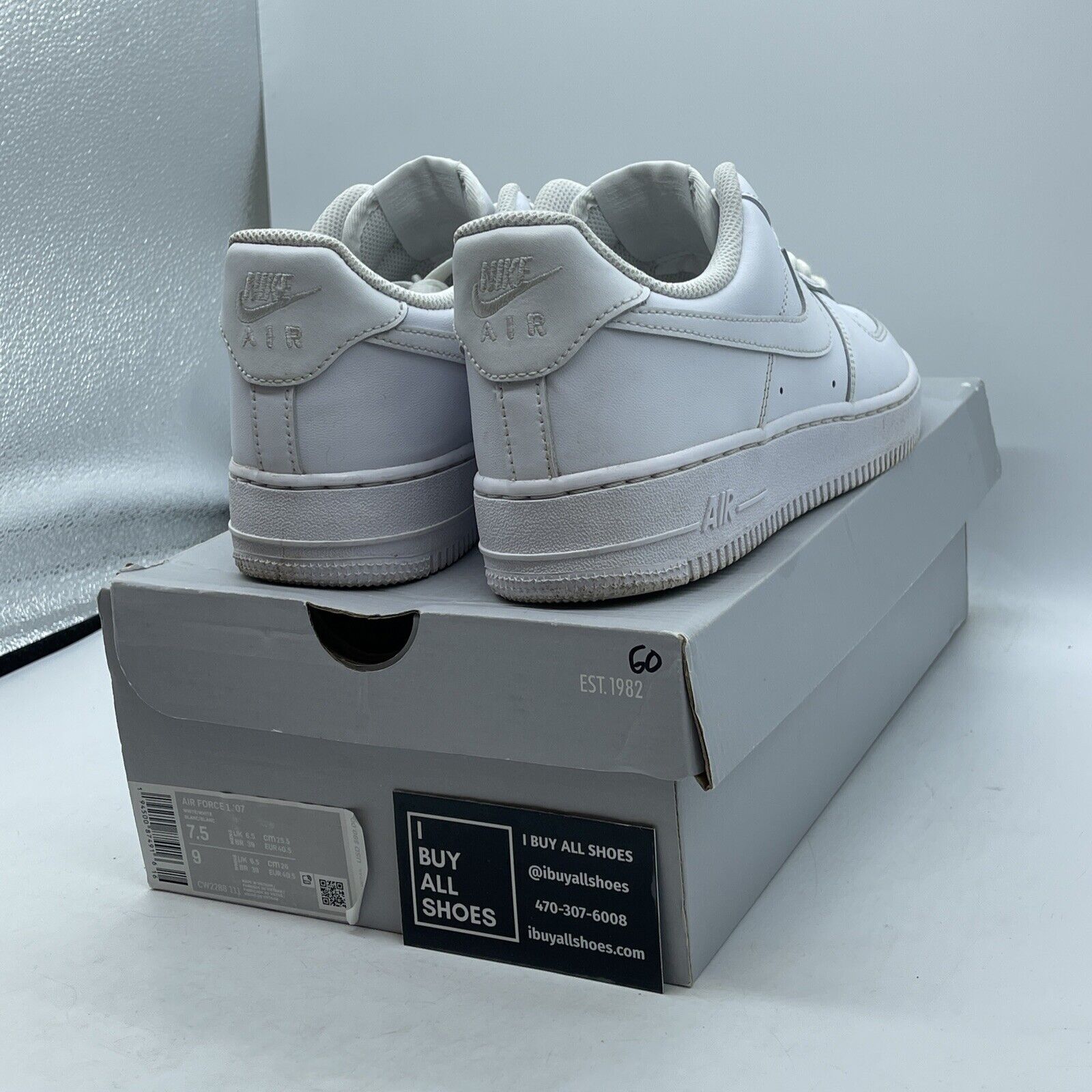 Size 7.5 - Nike Air Force 1 '07 Low Triple White Suede Leather (CW2288-111)