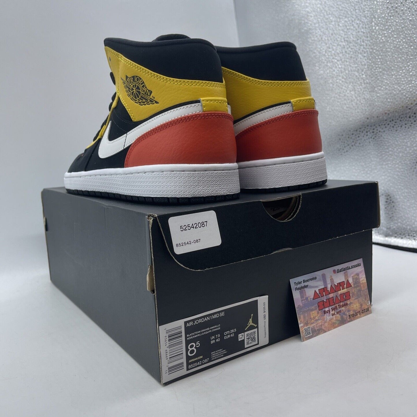 Size 8.5 - Air Jordan 1 SE Mid Amarillo Yellow Black White Suede (852542-087)