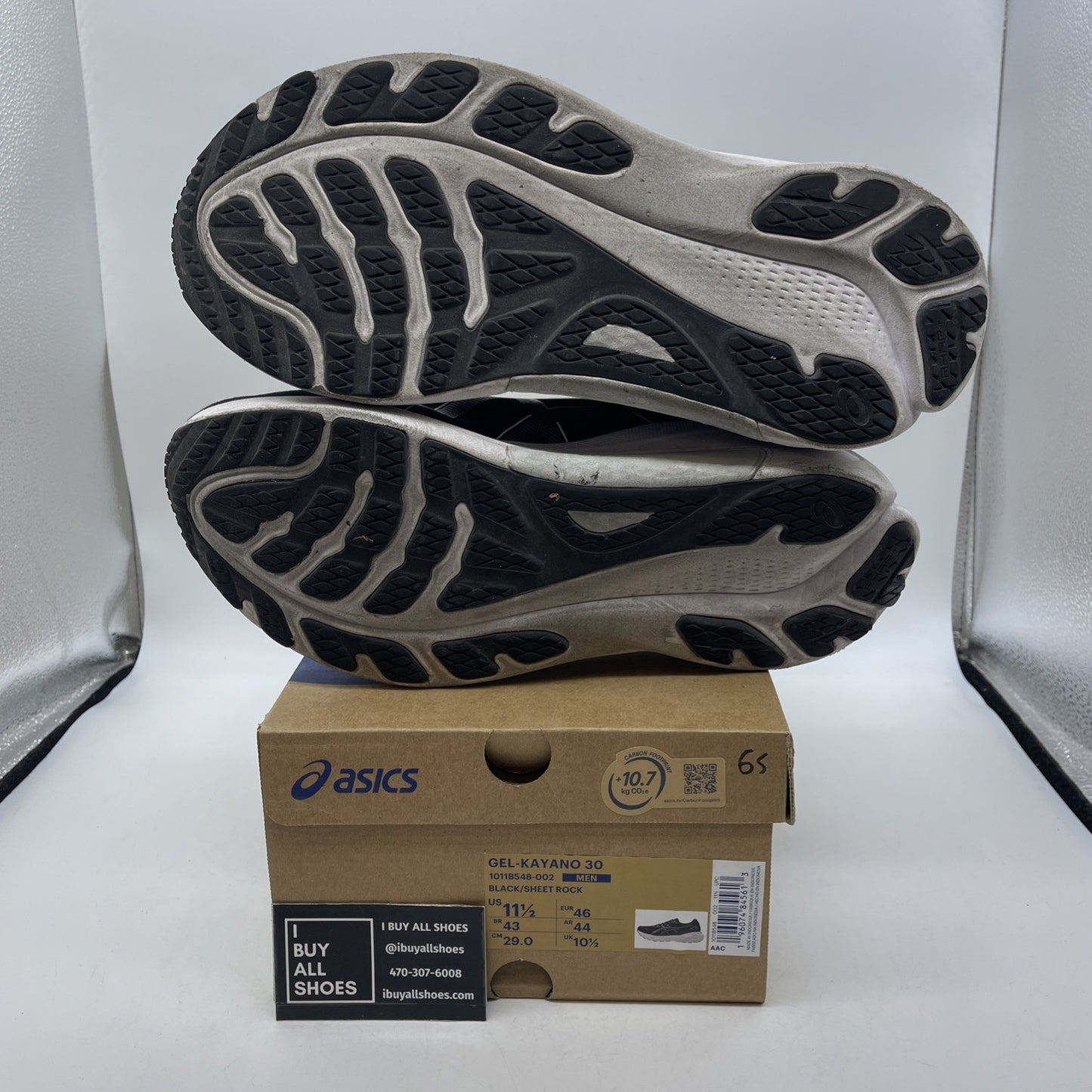 Size 11.5 - Asics Gel Kayano 30 Black Sheet Rock (1011B548-002)