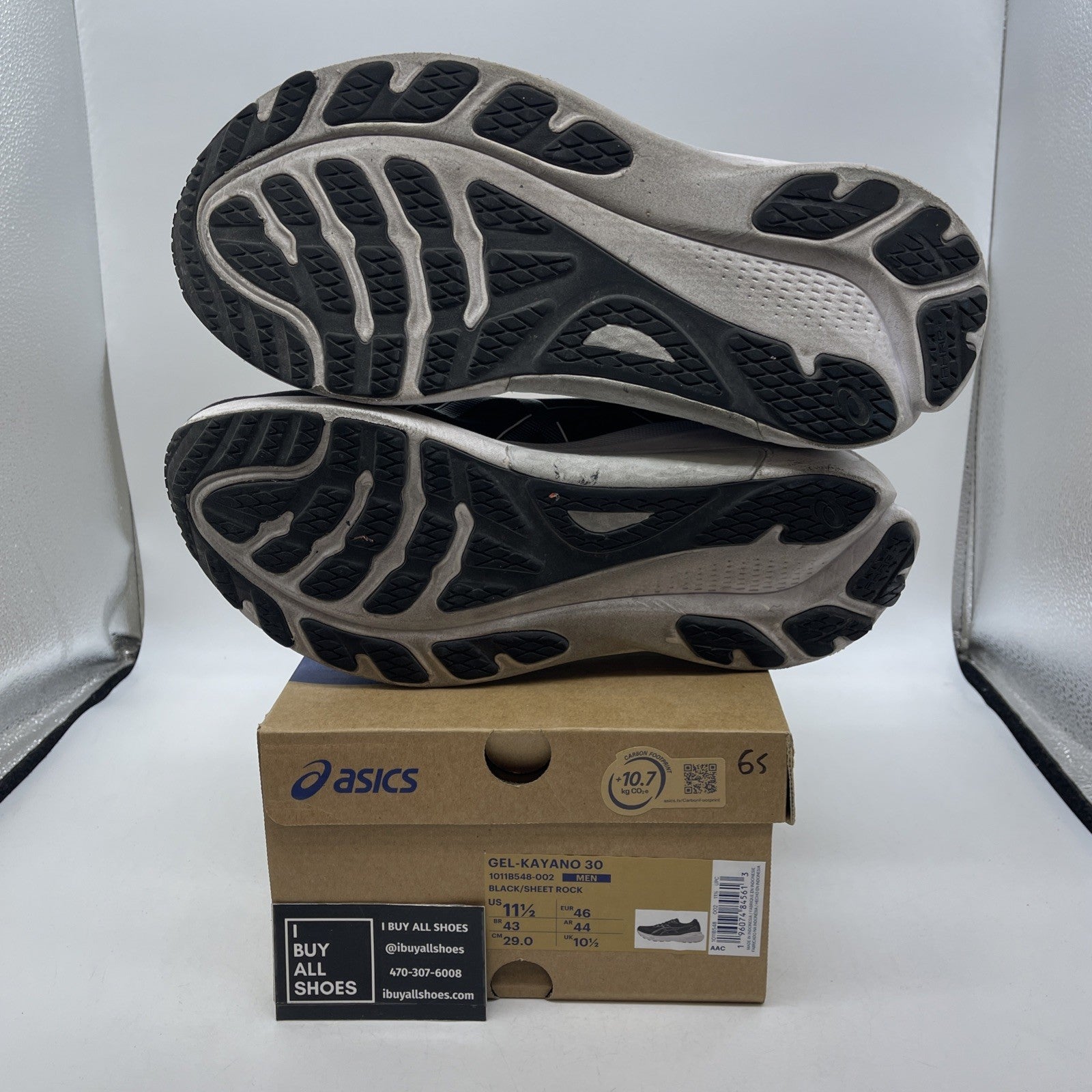 Size 11.5 - Asics Gel Kayano 30 Black Sheet Rock (1011B548-002)
