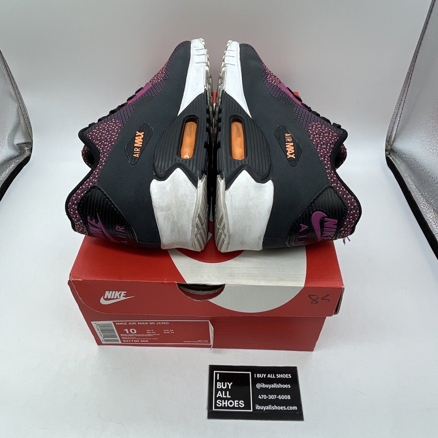 Size 10 - Nike Air Max 90 Jacquard Black Purple Orange Suede (631750-500)