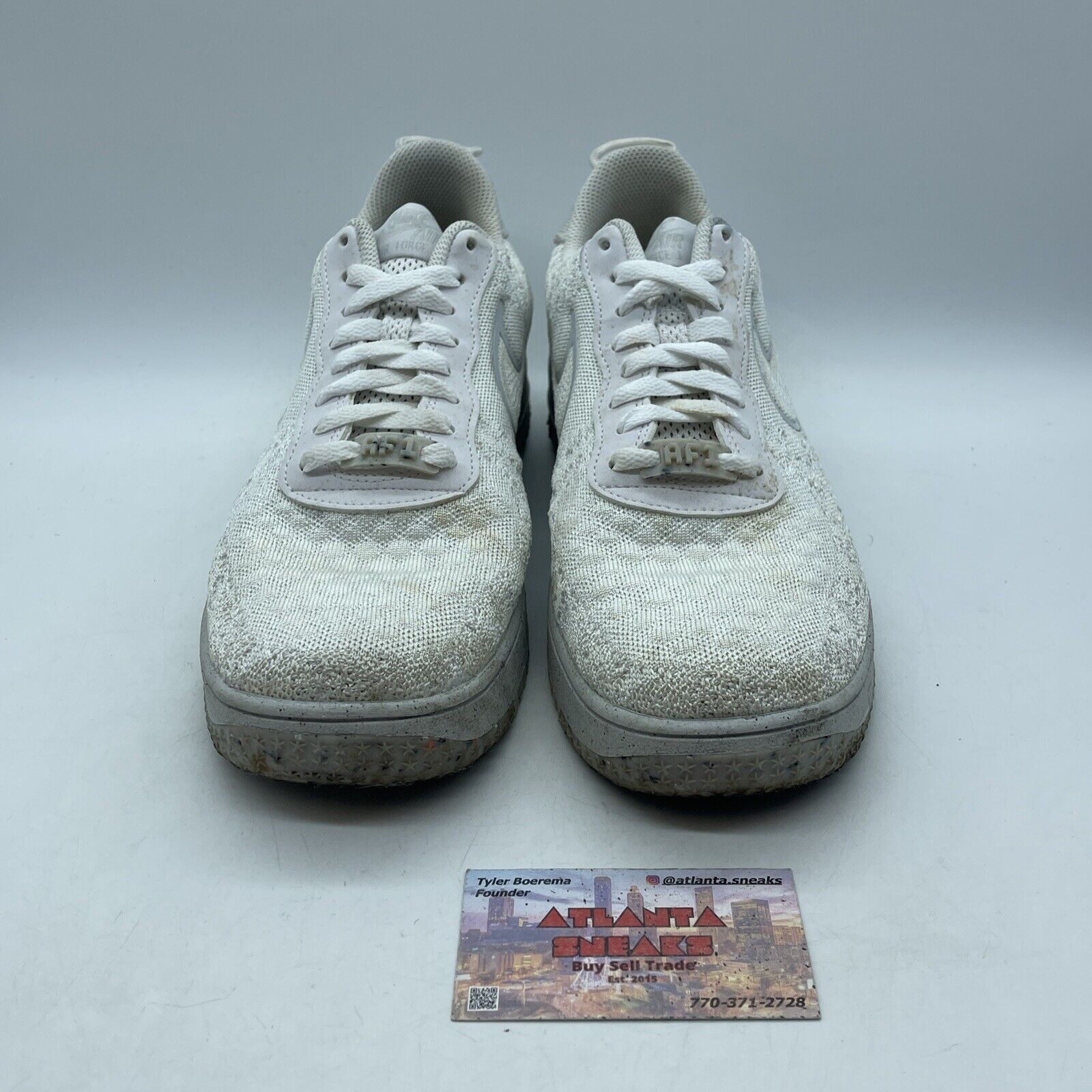 Size 10 - Nike Air Force 1 Crater Flyknit Next Nature Triple White (DM0590-100)