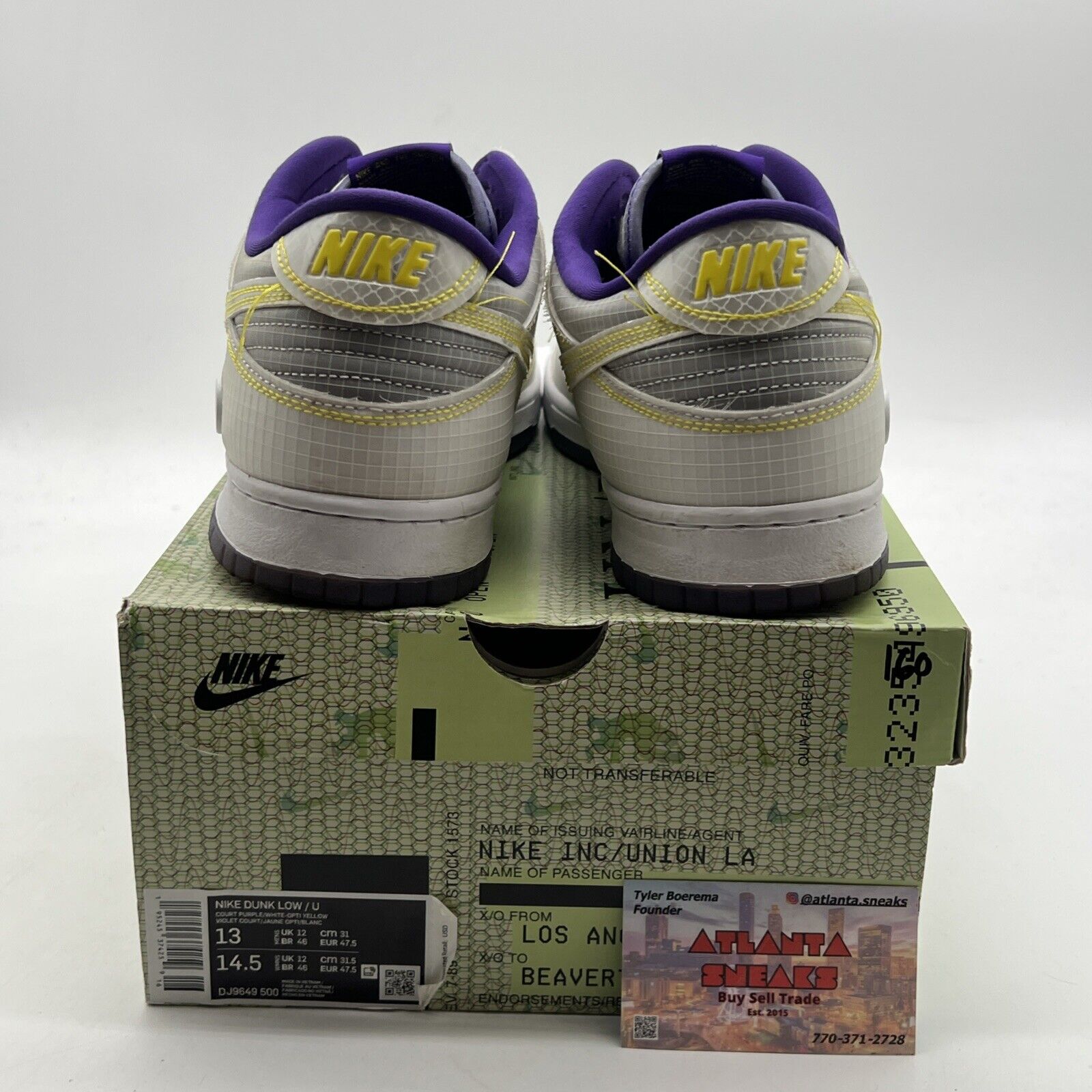 Size 13 - Nike Union LA x Dunk Low Passport Pack - Court Purple (DJ9649-500)