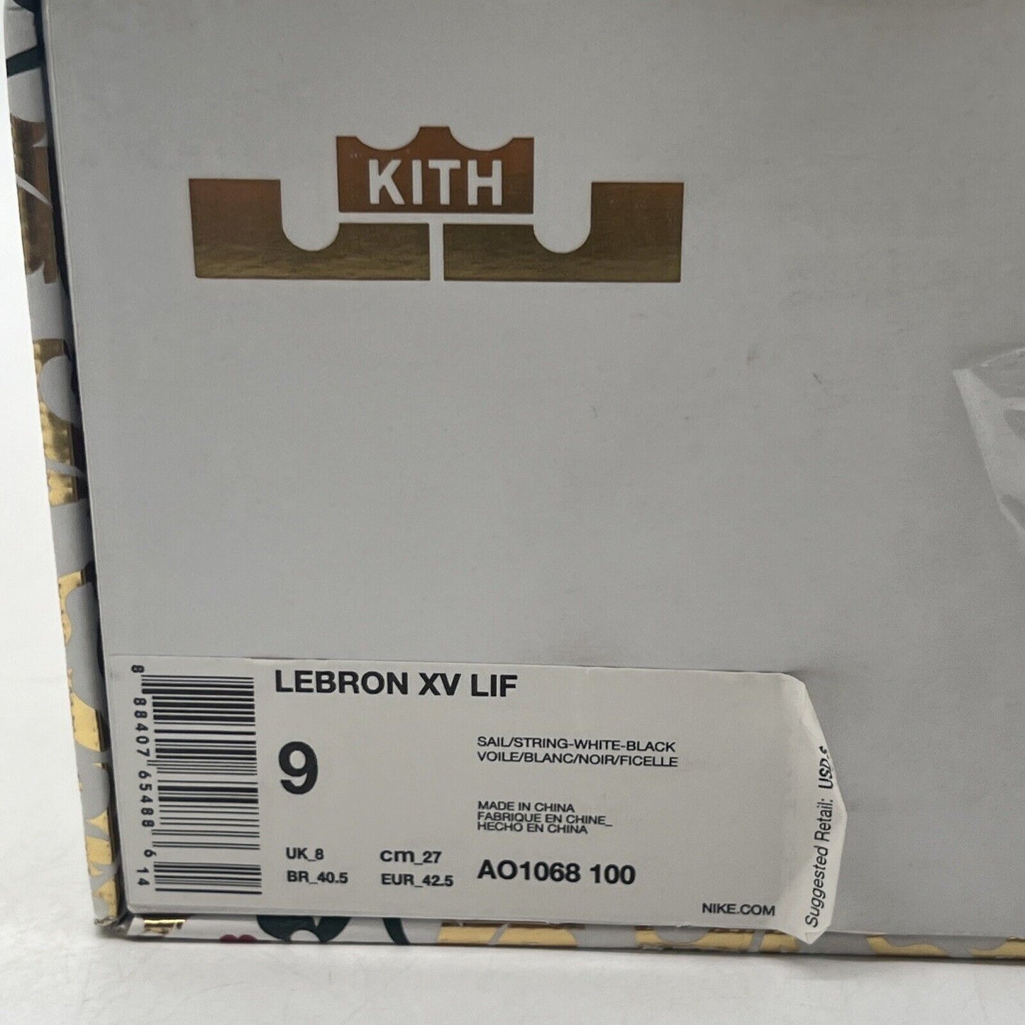 Size 9 - Nike Kith x LeBron Lifestyle 15 Concrete Black White (AO1068-100)