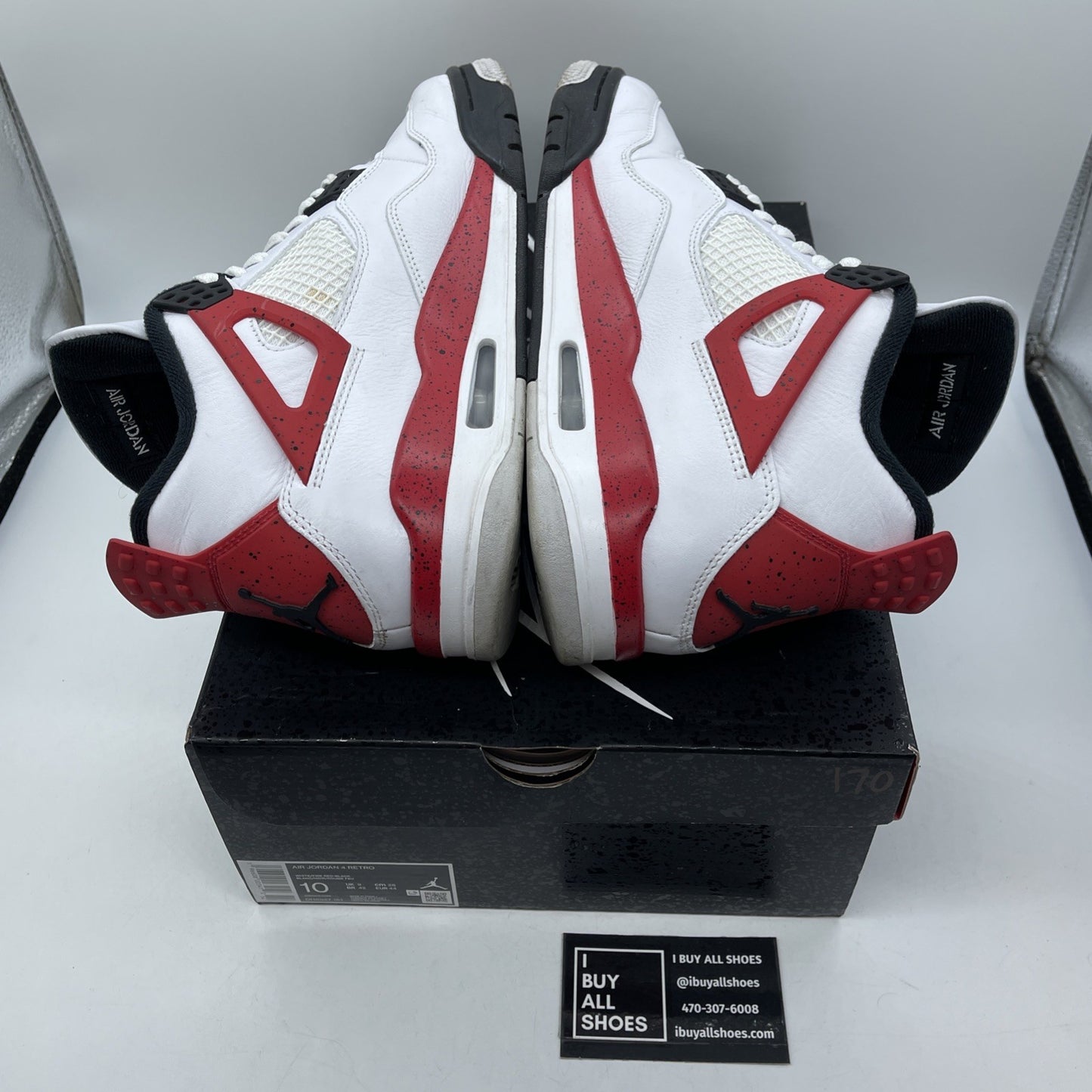 Size 10 - Jordan 4 Retro Mid Red Cement White Red Black Leather (DH6927-161)