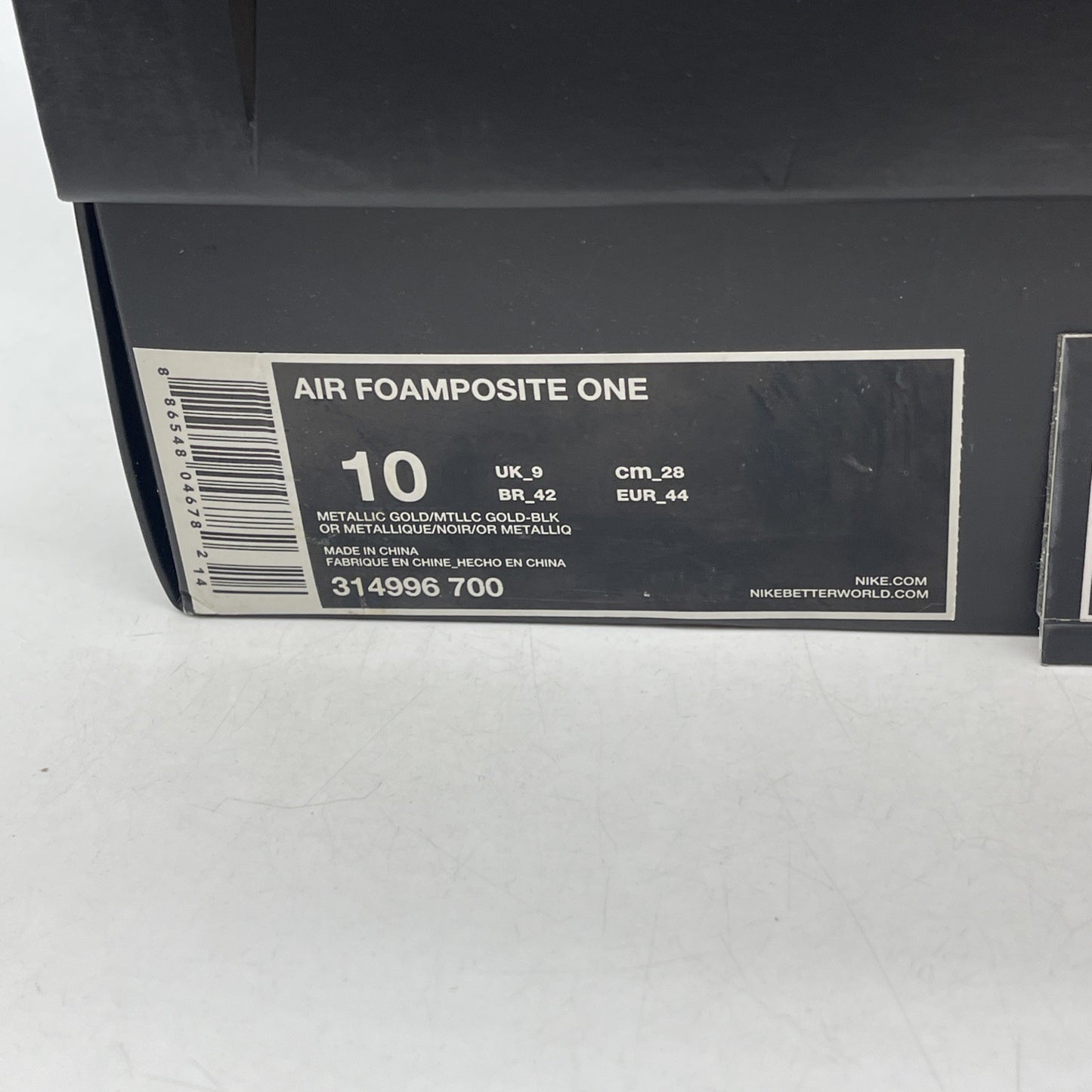 Size 10 - Nike Air Foamposite One Metallic Gold (314996-700)