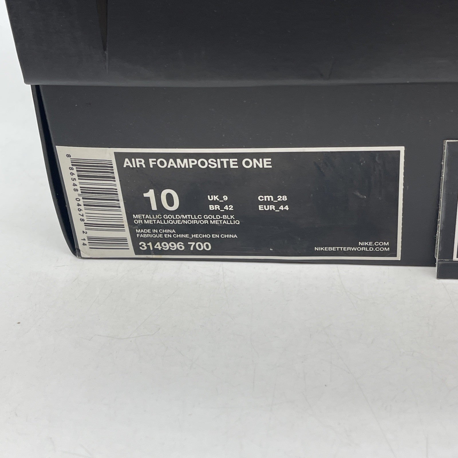 Size 10 - Nike Air Foamposite One Metallic Gold (314996-700)