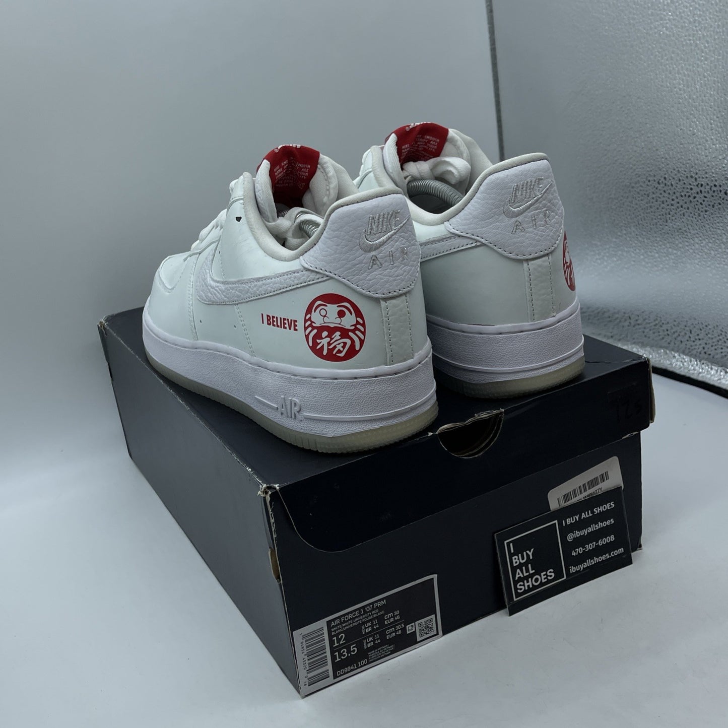 Size 12 - Nike Air Force 1 Low I Believe Daruma White Red Leather (DD9941-100)