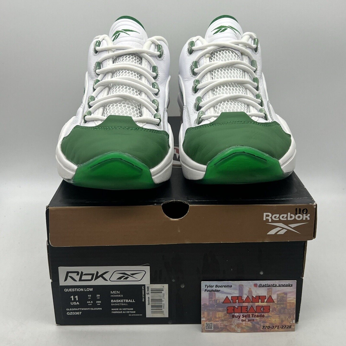 Size 11 - Reebok Question Low Green Toe White Leather (GZ0367)