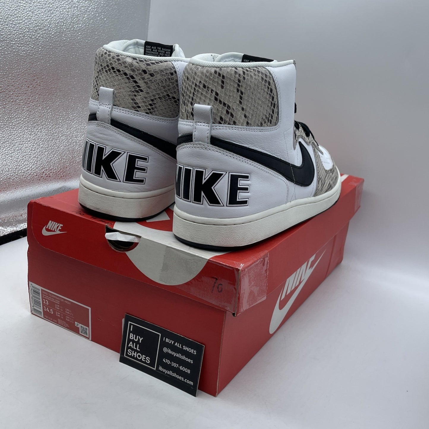 Size 13 - Nike Terminator High Cocoa Snake Black White Leather (FB1318-100)