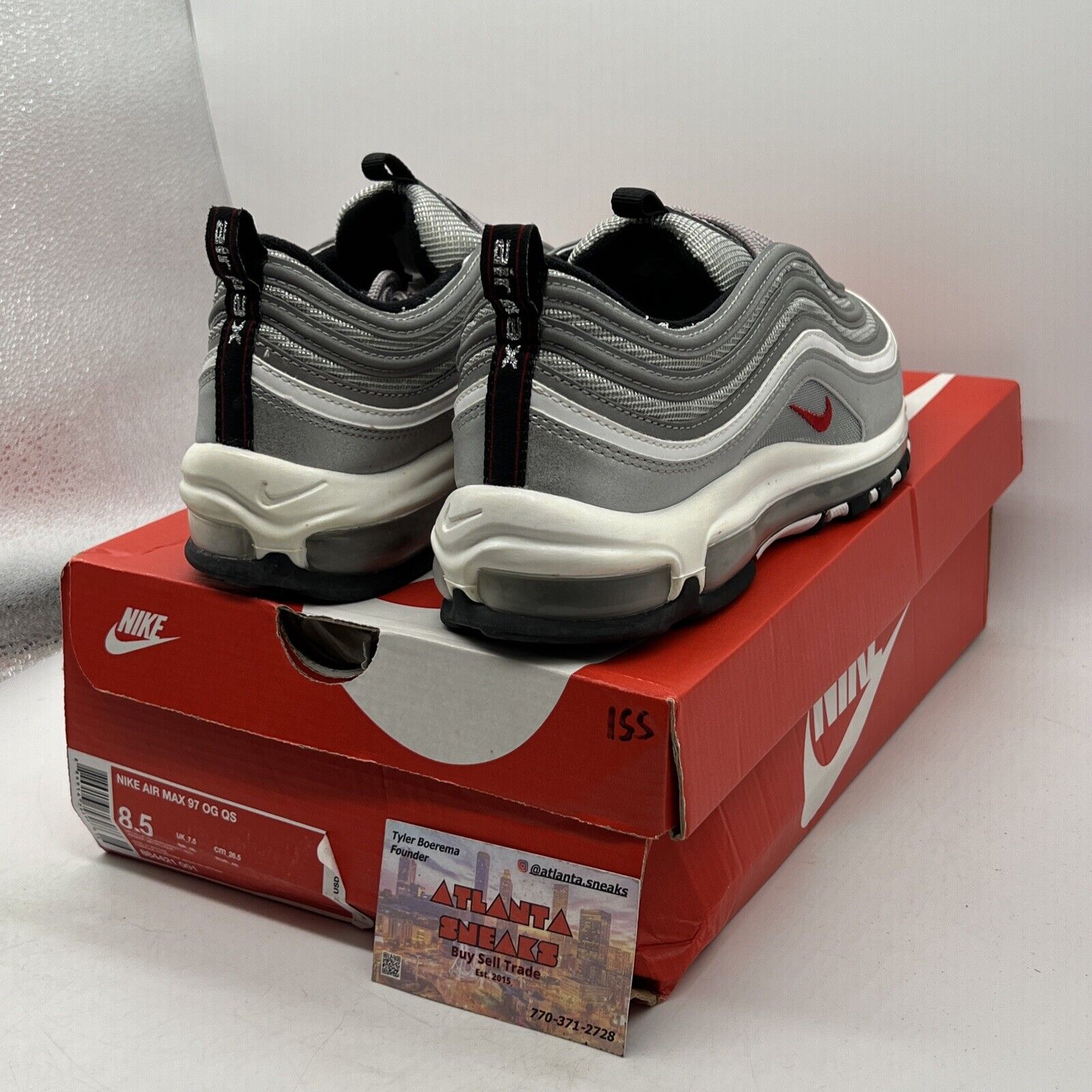 Size 8.5 - Nike Air Max 97 OG QS 2017 Silver Bullet Black White (884421-001)