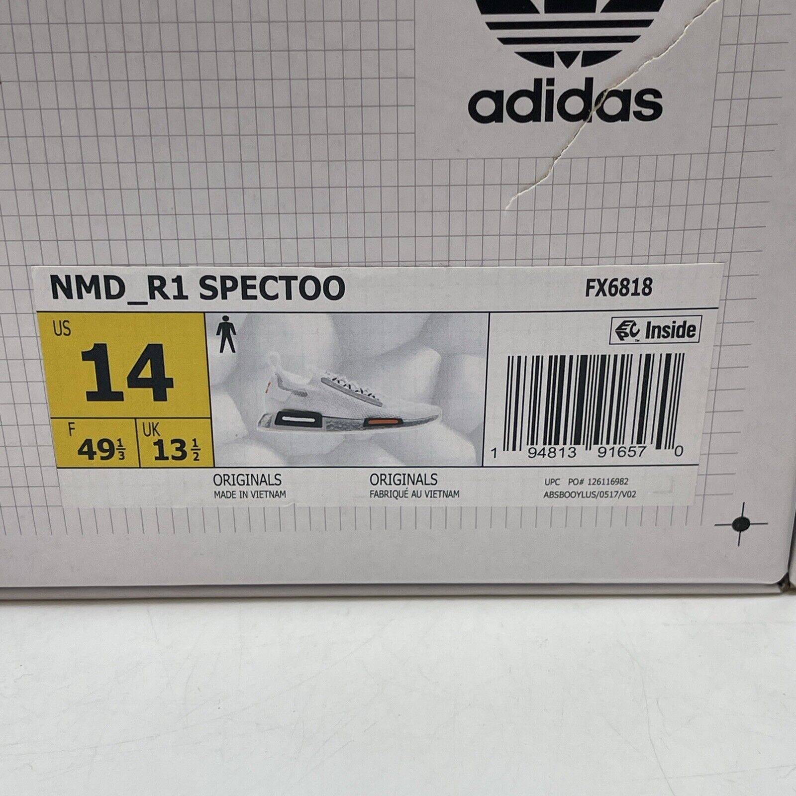 Size 14 - adidas NASA x NMD_R1 Spectoo Footwear White Orange Black (FX6818)