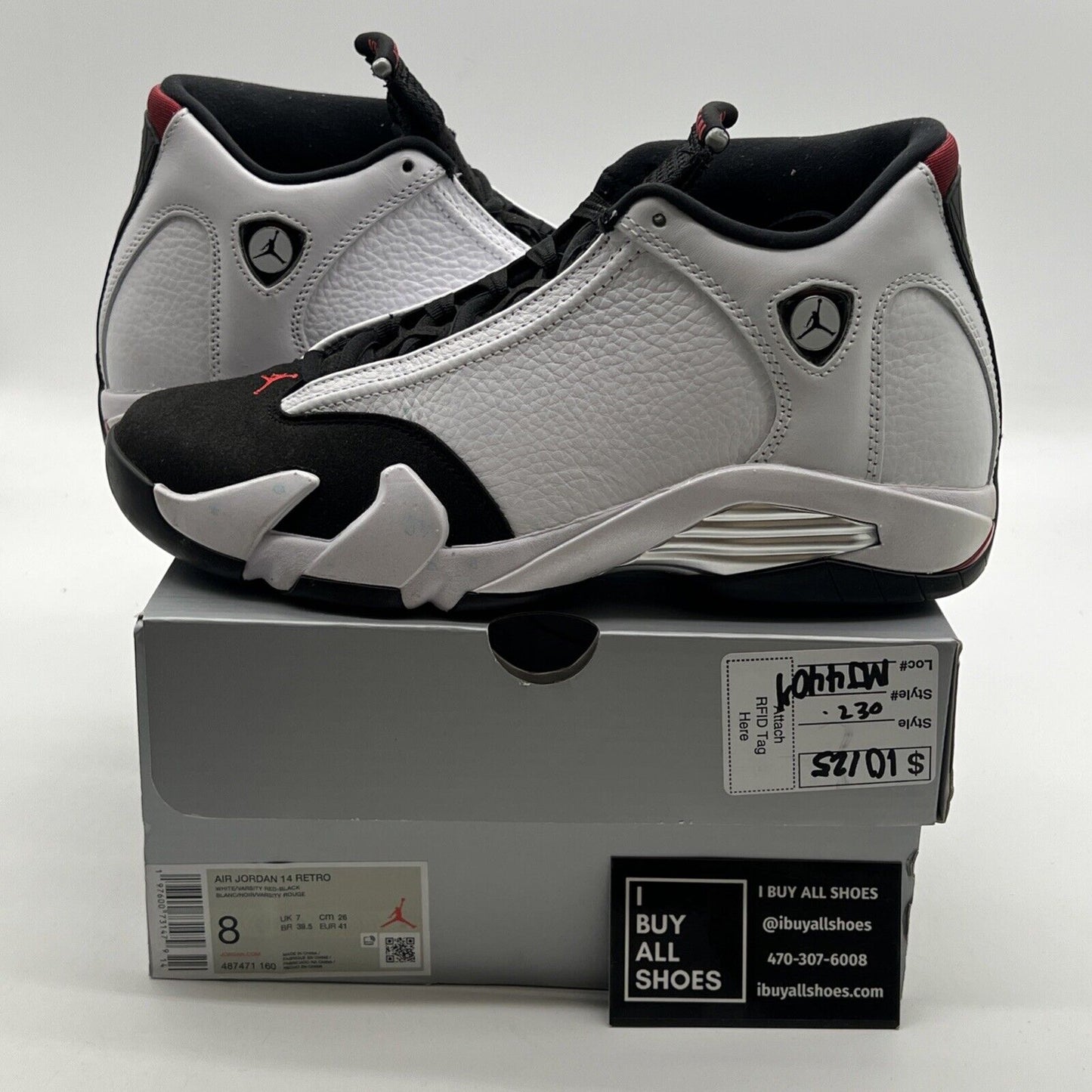 Size 8 - Air Jordan 14 Retro 2024 Black Toe (487471-160)