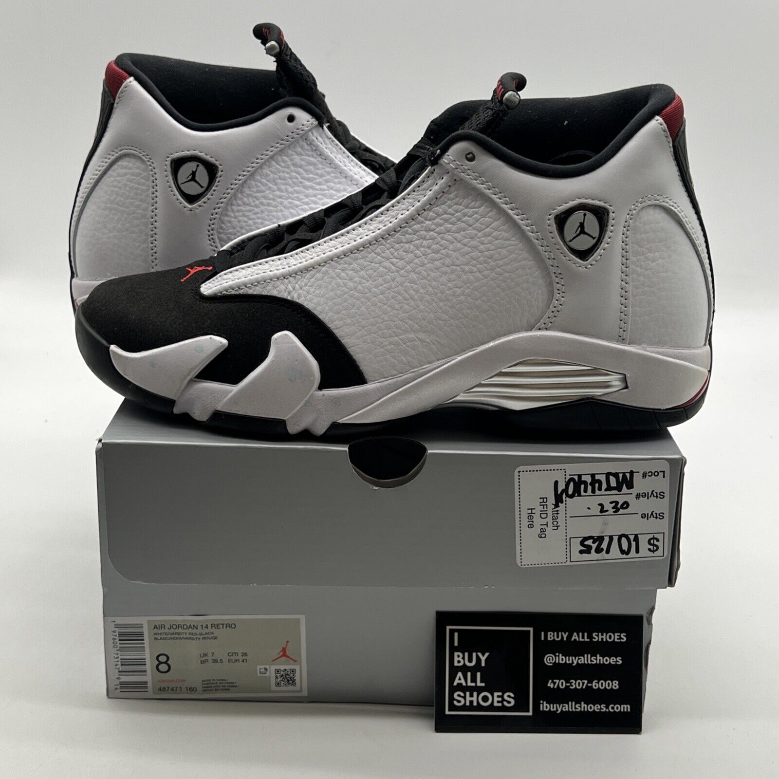 Size 8 - Air Jordan 14 Retro 2024 Black Toe (487471-160)