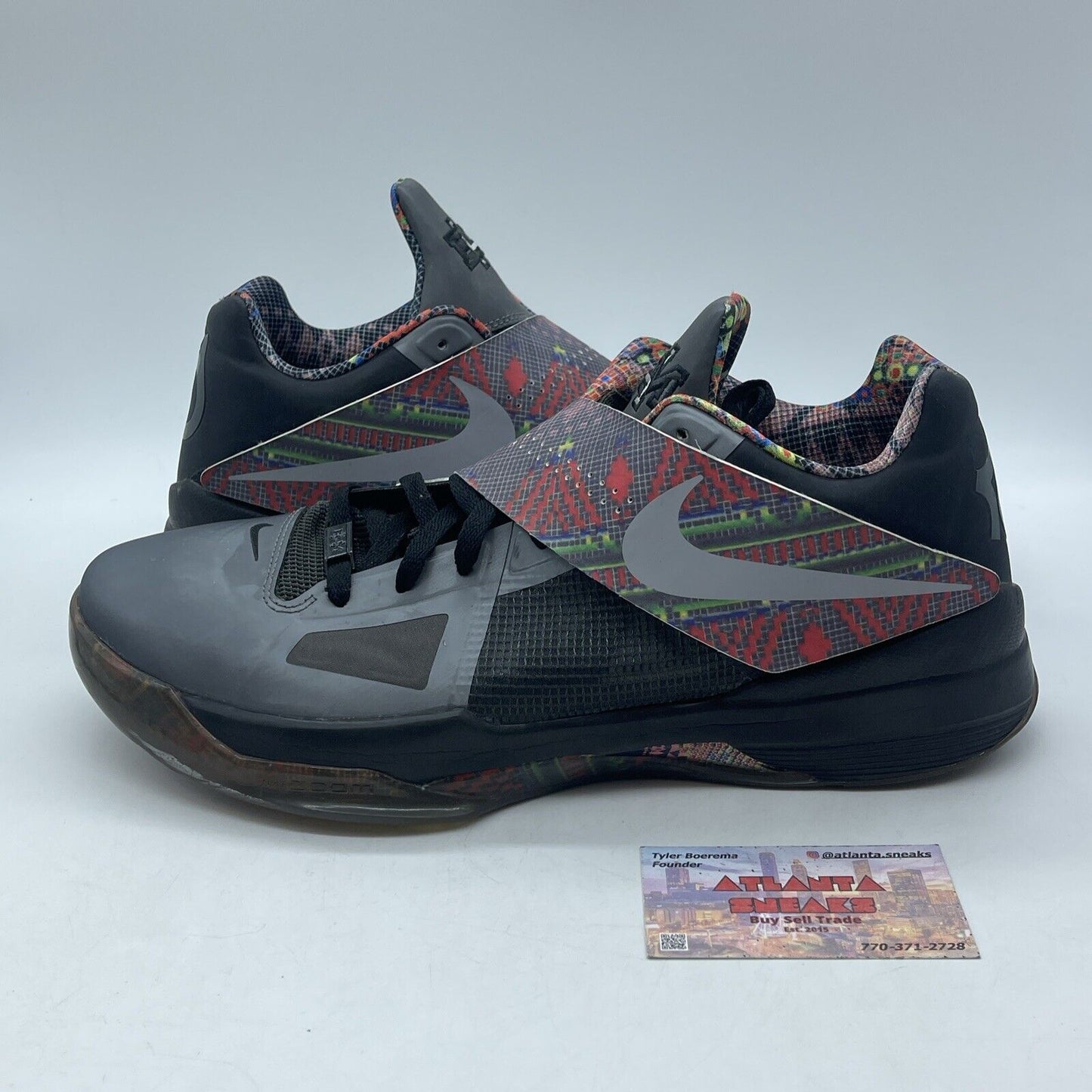 Size 13 - Nike Zoom KD 4 BHM Black Grey Leather Suede (530960-001)