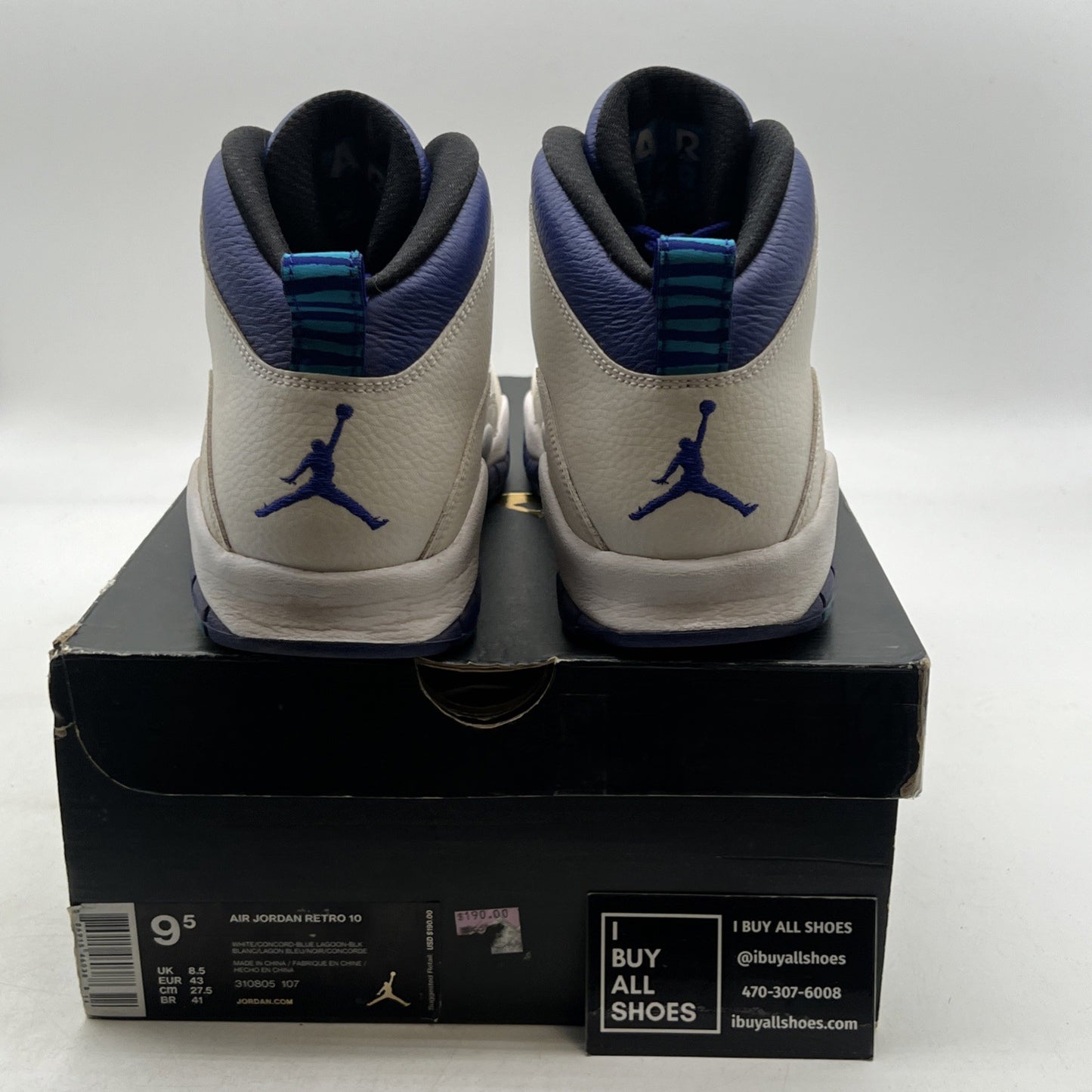 Size 9.5 - Air Jordan 10 Retro Charlotte Hornets (310805-107)