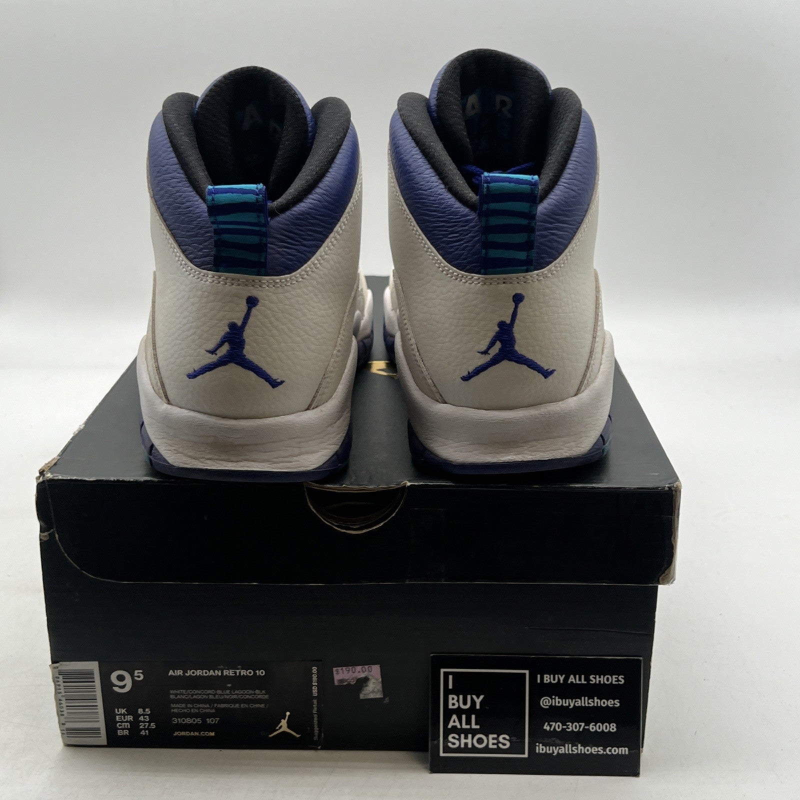 Size 9.5 - Air Jordan 10 Retro Charlotte Hornets (310805-107)