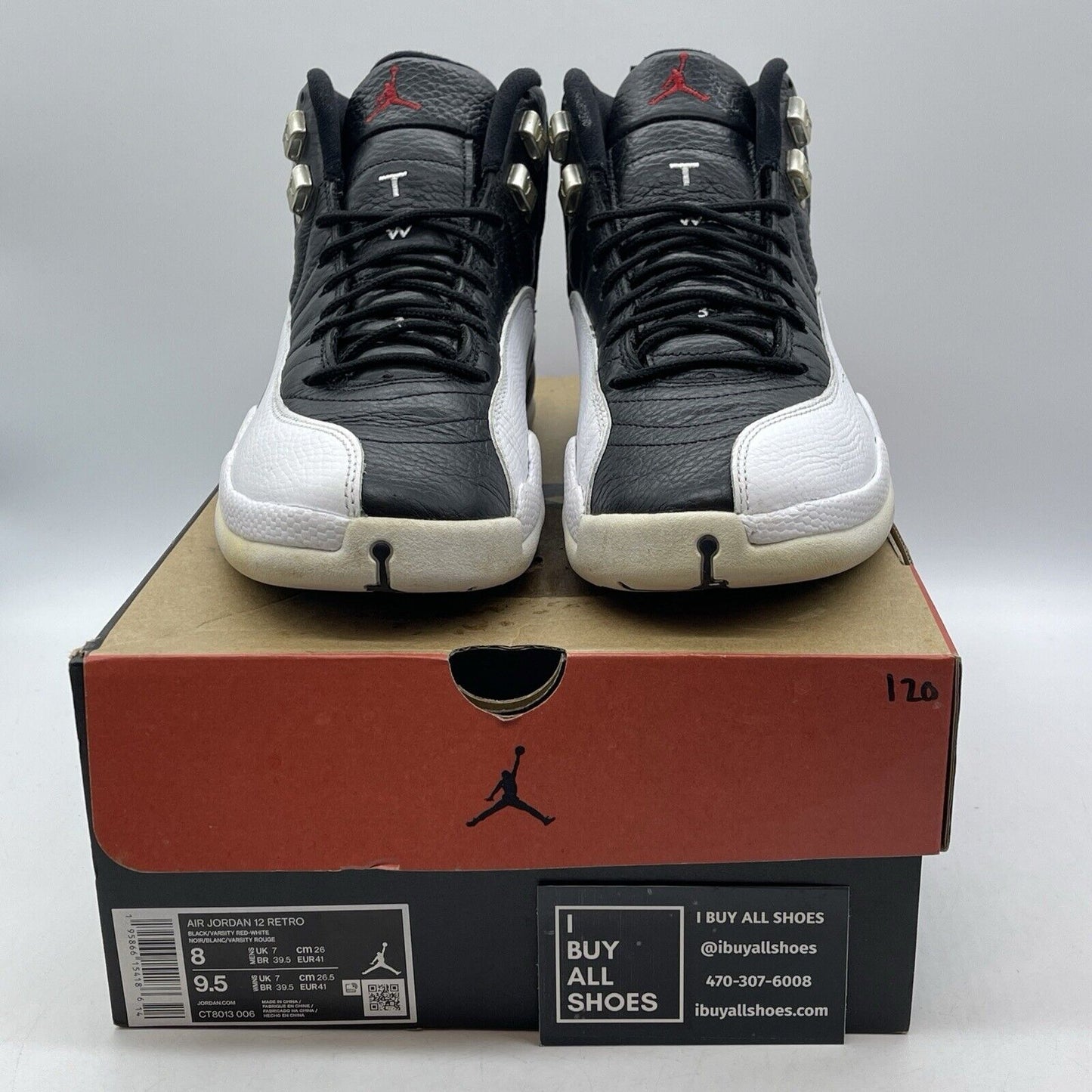 Size 8 - Jordan 12 Retro Mid Playoff Black Red White Silver Leather (CT8013-006)