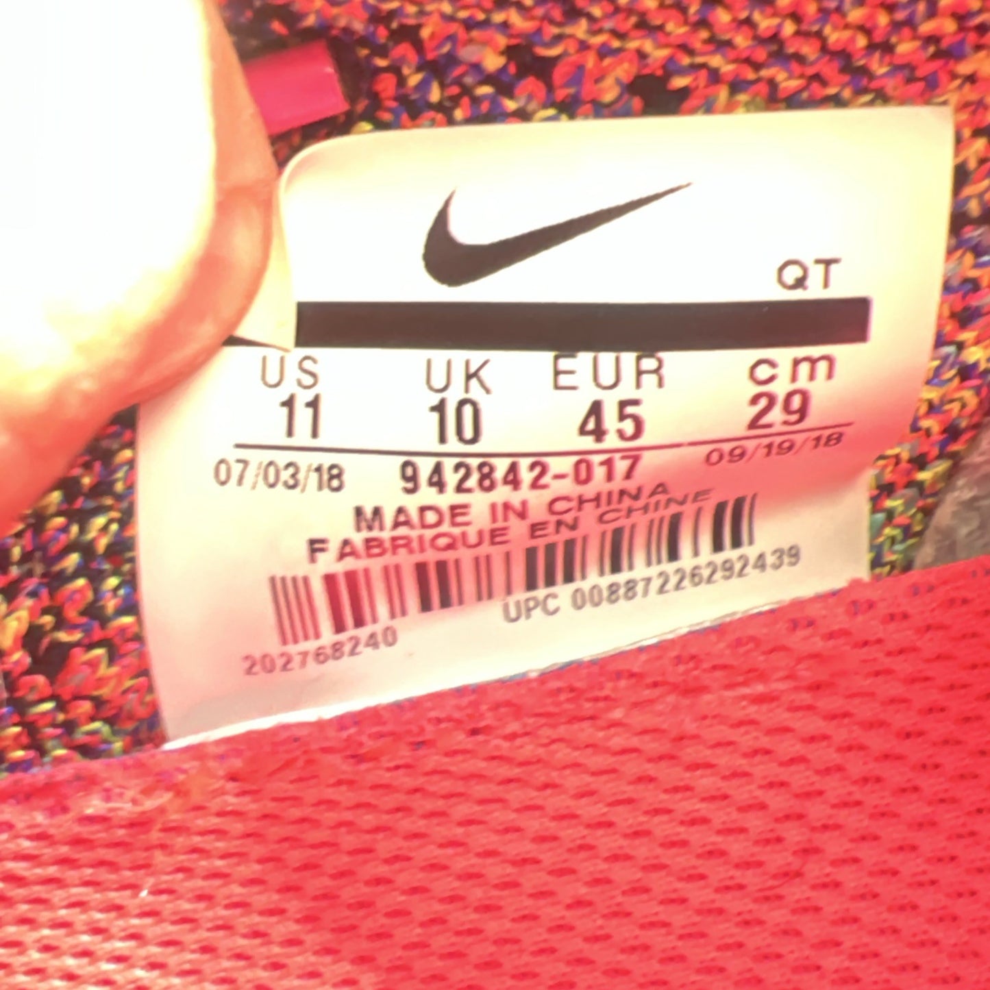 Size 11 - Nike Air VaporMax Flyknit 2 Black Multi-Color (942842-017)