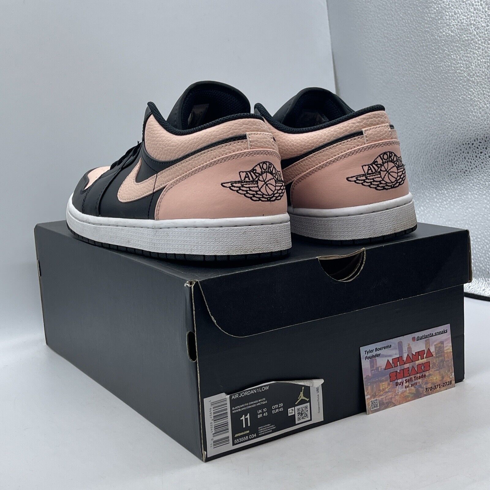 Size 11 - Air Jordan 1 Low Crimson Tint Black White Pink Leather (553558-034)