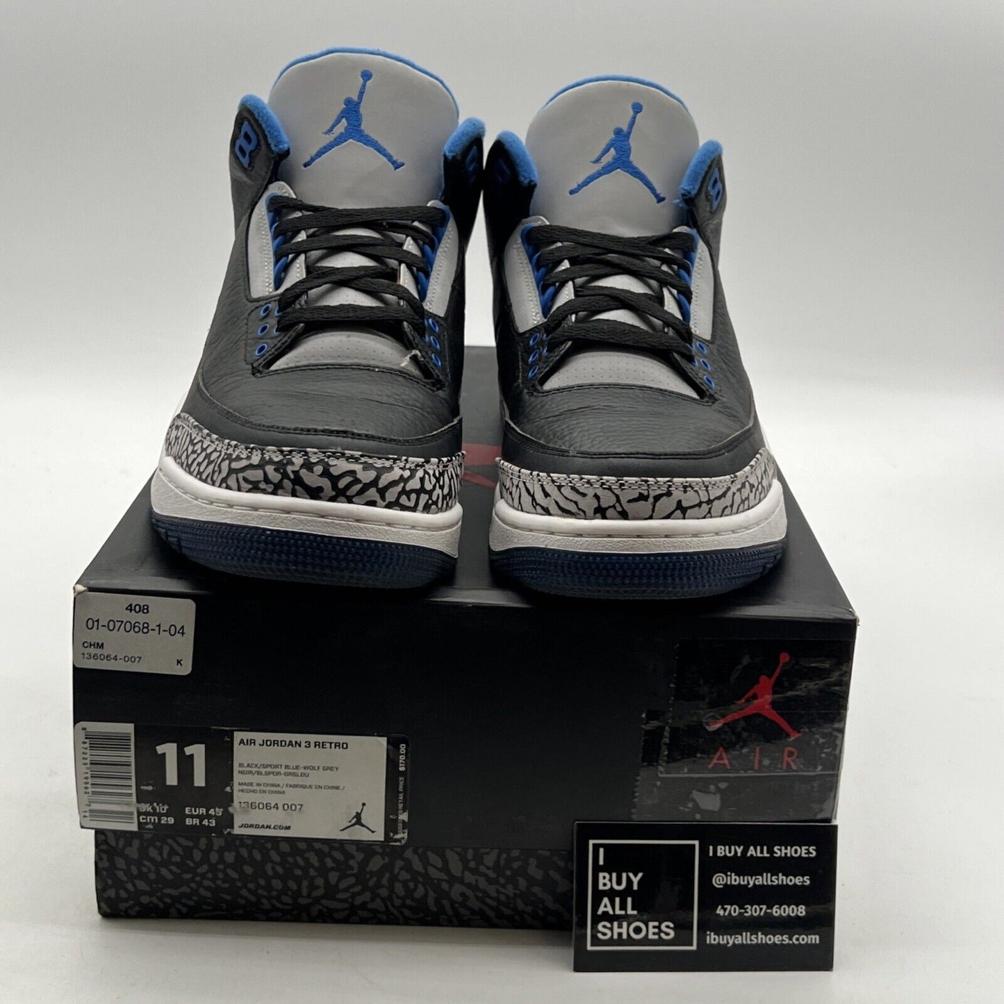 Size 11 - Air Jordan 3 Retro Sport Blue (136064-007)