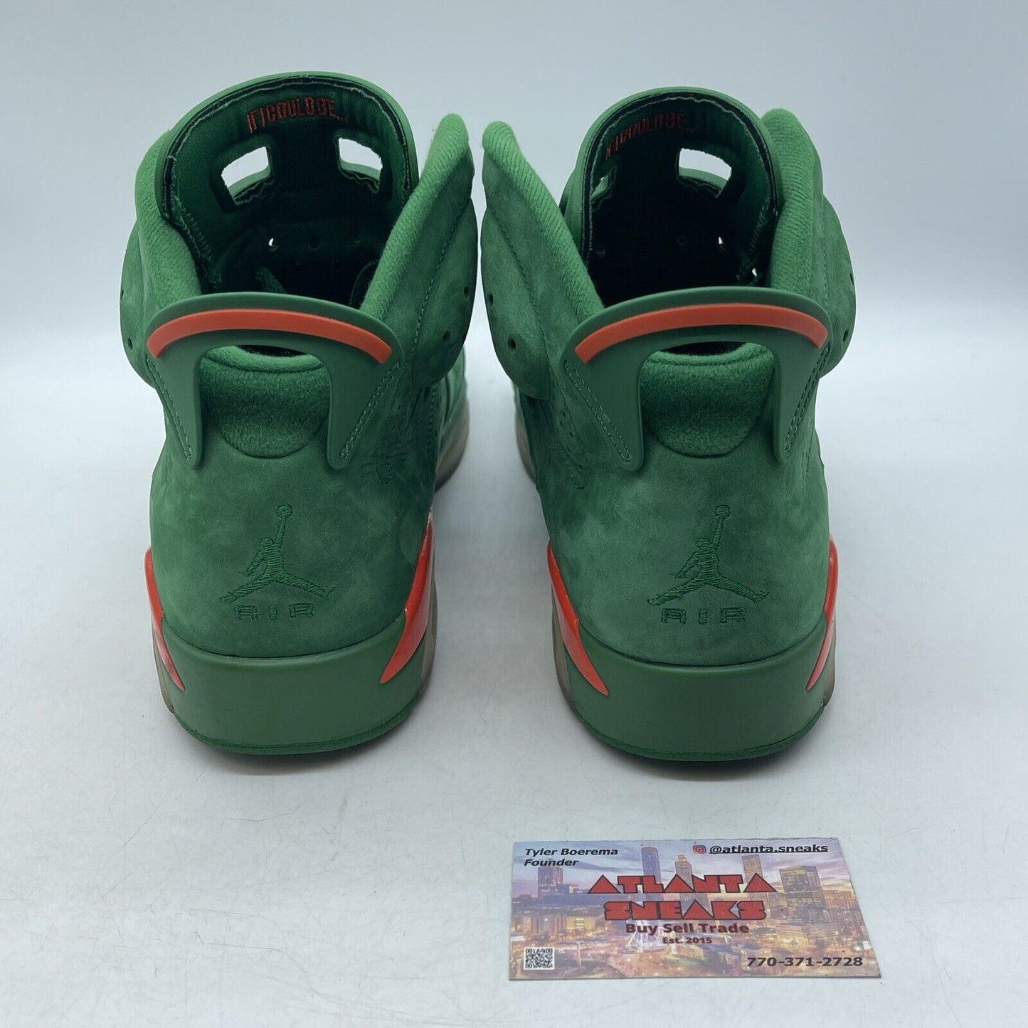 Size 11.5 - Air Jordan 6 Retro NRG Green Suede Gatorade Orange (AJ5986-335)
