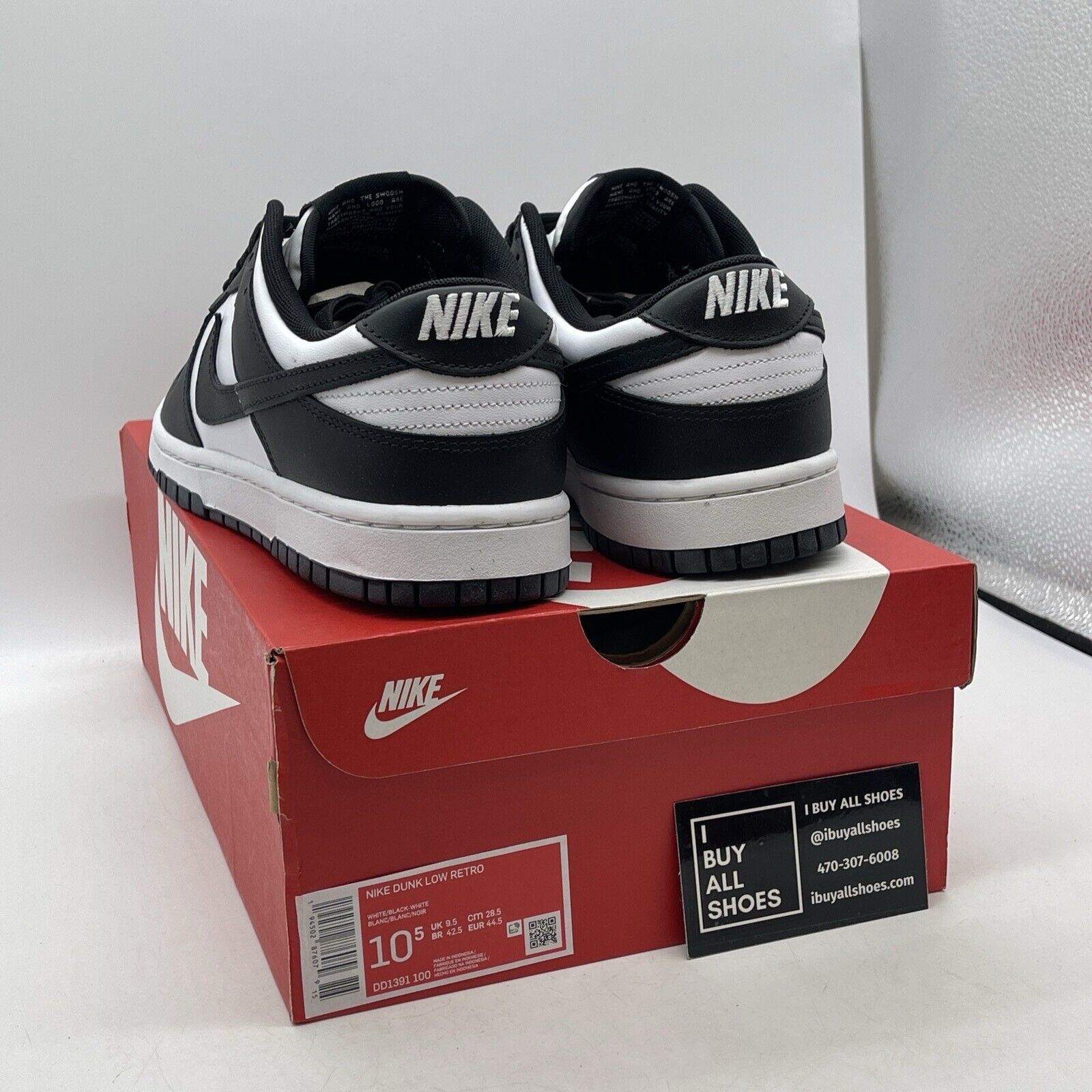 Size 10.5 - Nike Dunk Low Black White Suede Leather. ((DD1391-100)