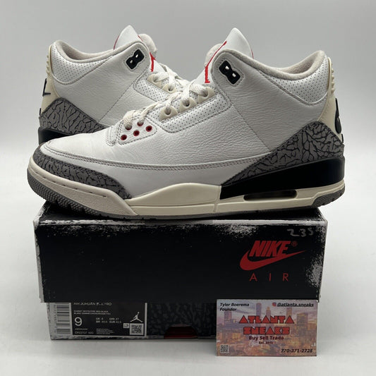 Size 9 - Jordan 3 Retro Mid White Cement Reimagined Grey Leather (DN3707-100)