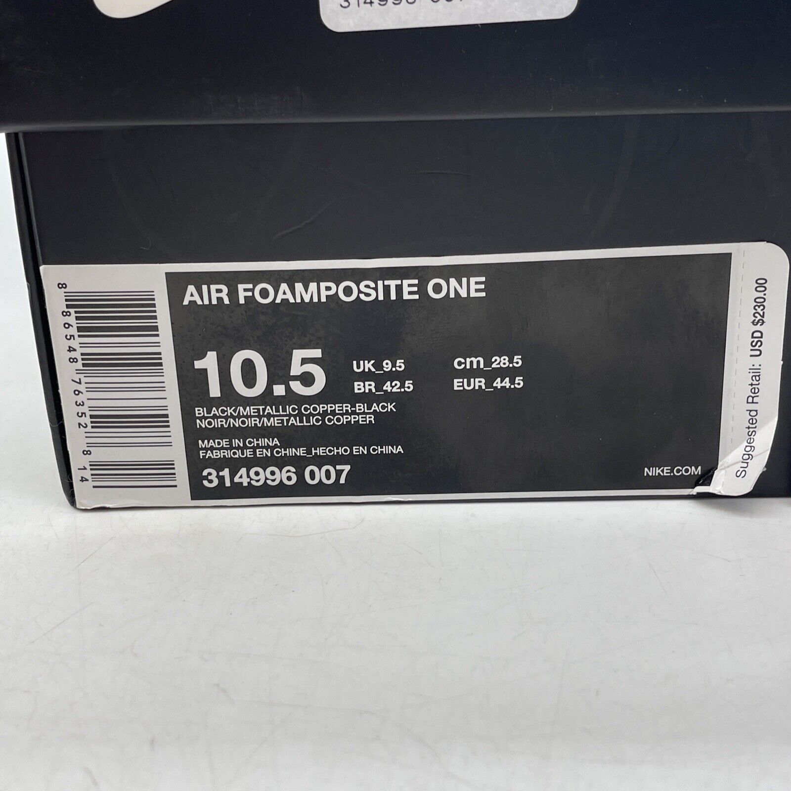 Size 10.5 - Nike Air Foamposite One 2017 Copper Orange Black Suede (314996-007)