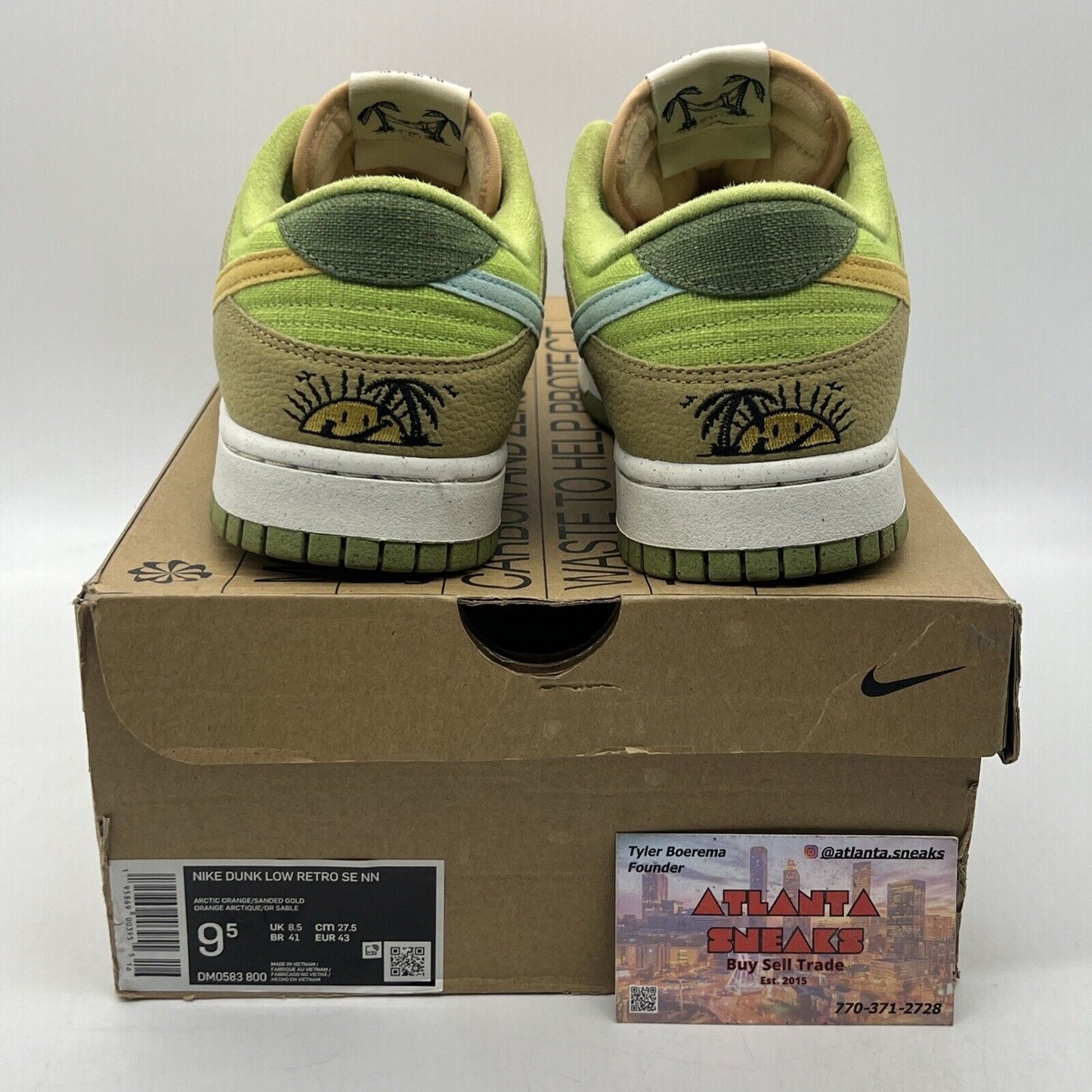 Size 9.5 - Nike Dunk Low Sun Club - Arctic Orange Sanded Gold Green (DM0583-800)