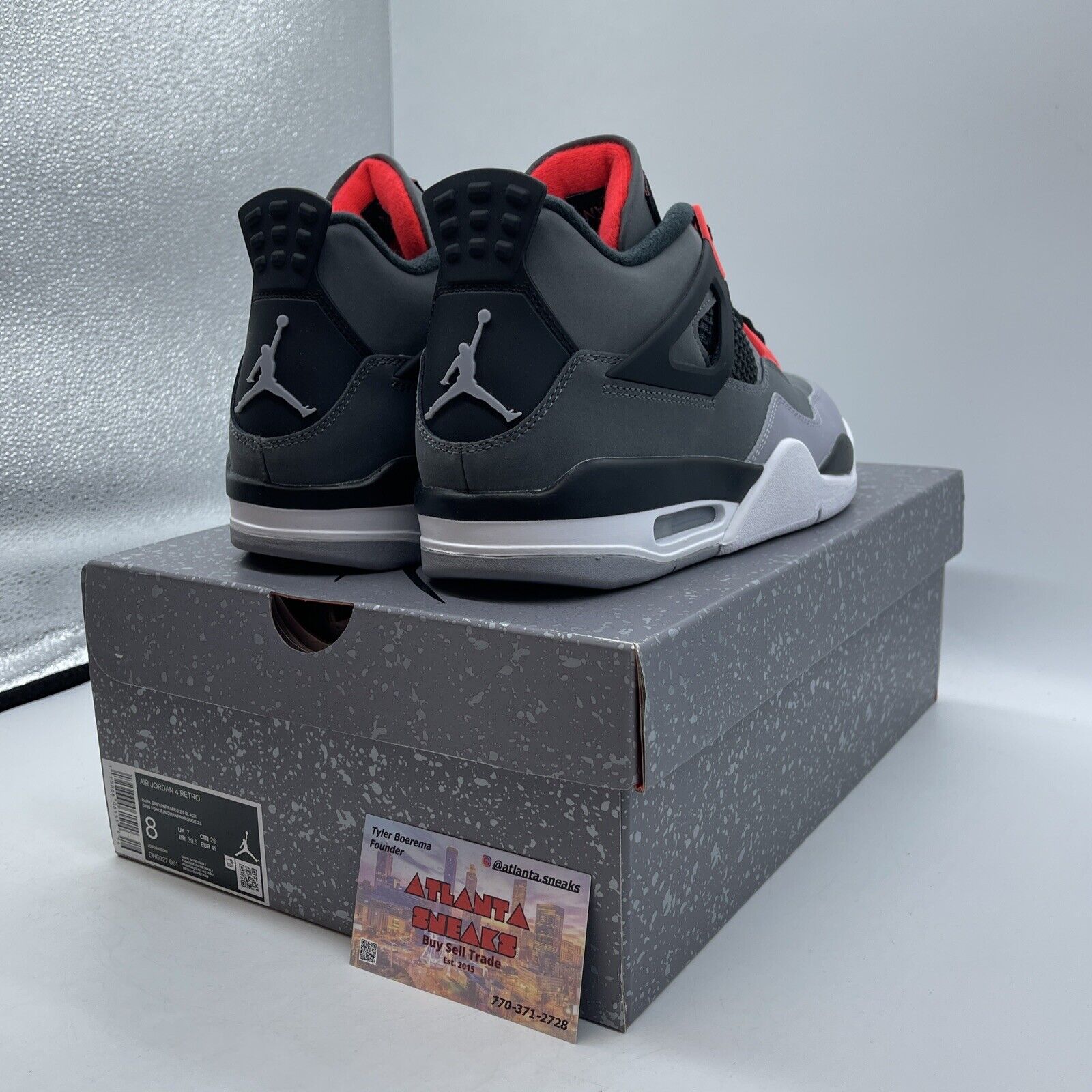 Size 8 - Jordan 4 Retro Mid Infrared Grey Black Suede (DH6927-061)