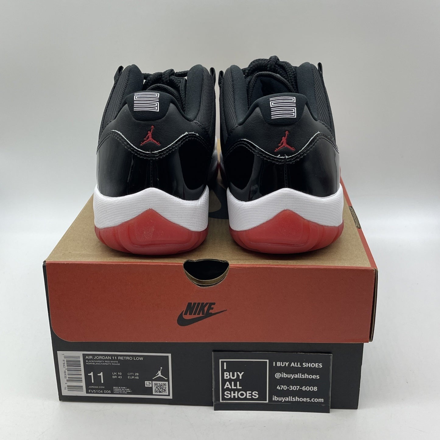 Size 11 - Air Jordan 11 Retro 2025 Low Bred Black Leather (FV5104-006)