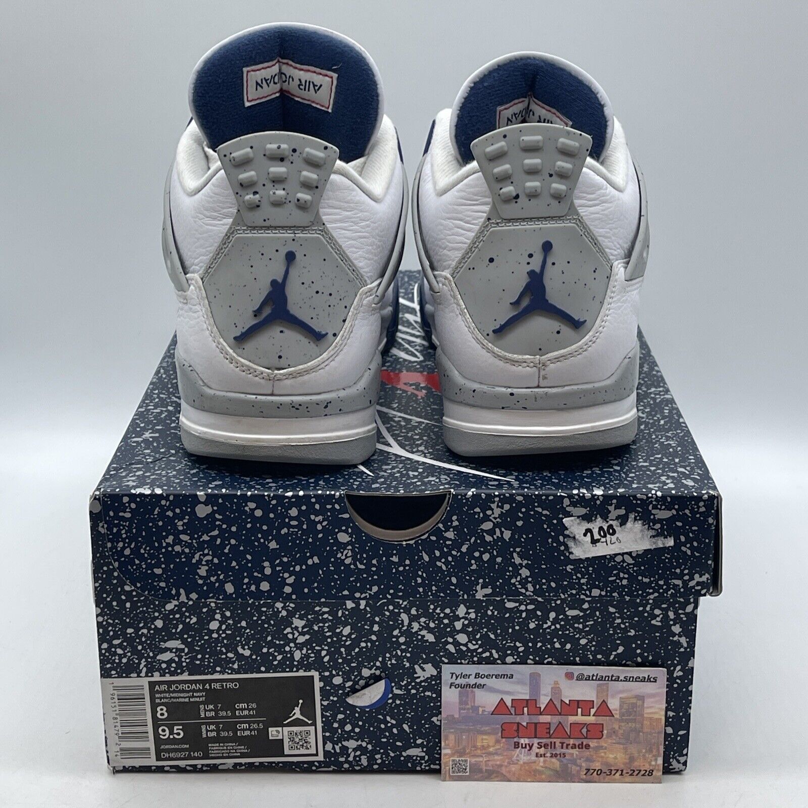 Size 8 - Jordan 4 Retro Mid Midnight Navy White Grey Leather (DH6927-140)