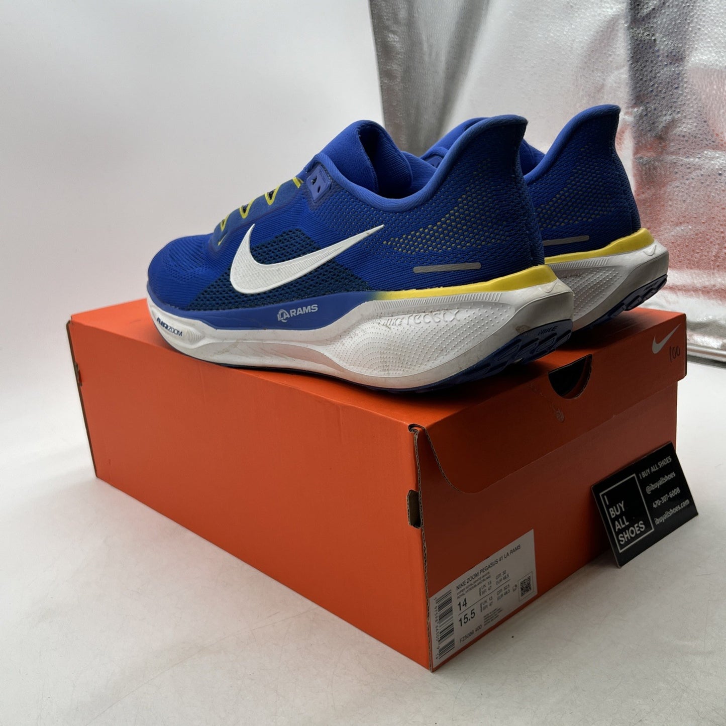 Size 14 - Nike Air Zoom Pegasus 41 Los Angeles Rams Unisex (FZ5086-400)