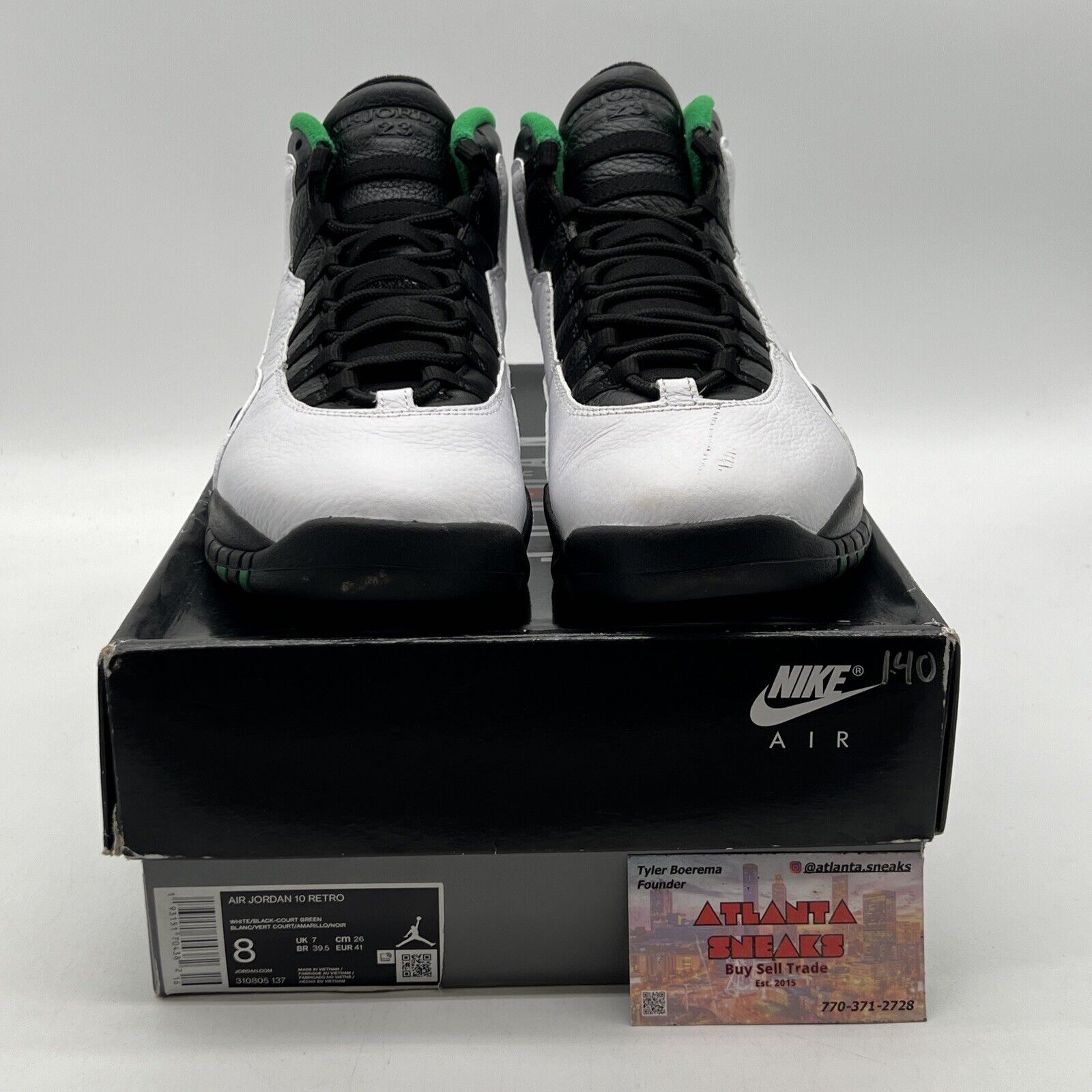 Size 8 - Air Jordan 10 Retro 2019 Seattle Black White Leather Green (310805-137)