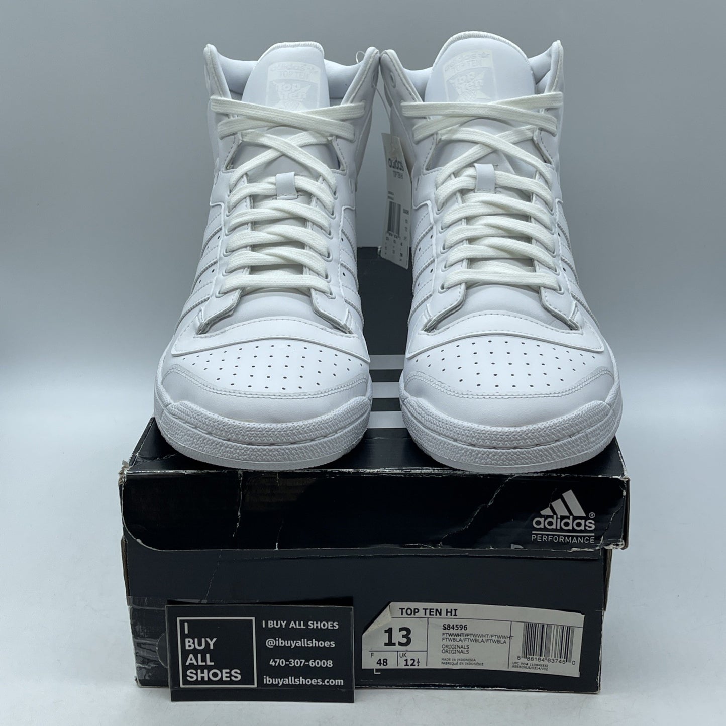 Size 13 - Adidas Top Ten High Triple White (S84596)