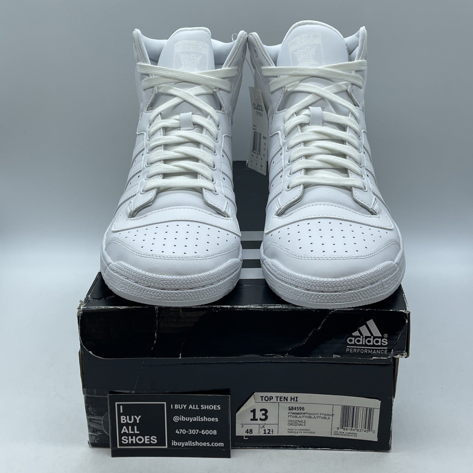 Size 13 - Adidas Top Ten High Triple White (S84596)