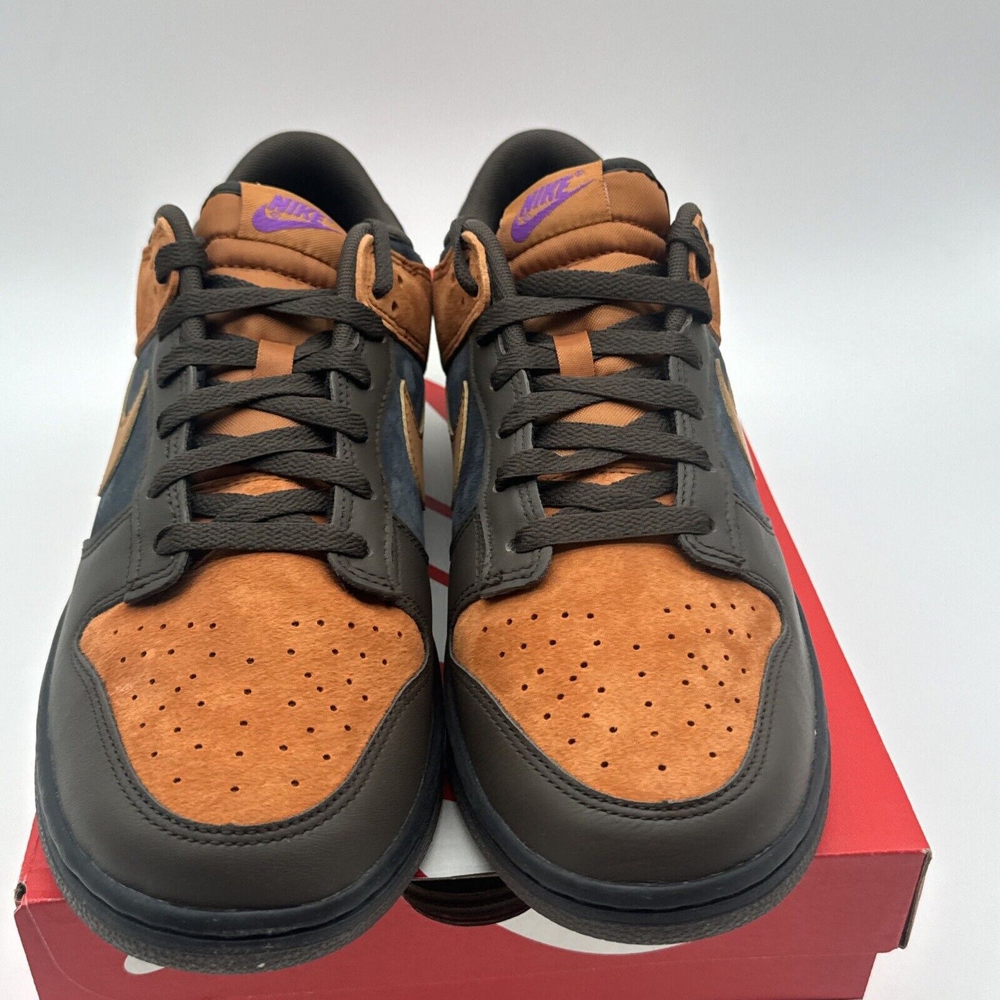 Size 10.5 - Nike Dunk Low Premium Cider Orange Suede Purple Accents Brown Leathe