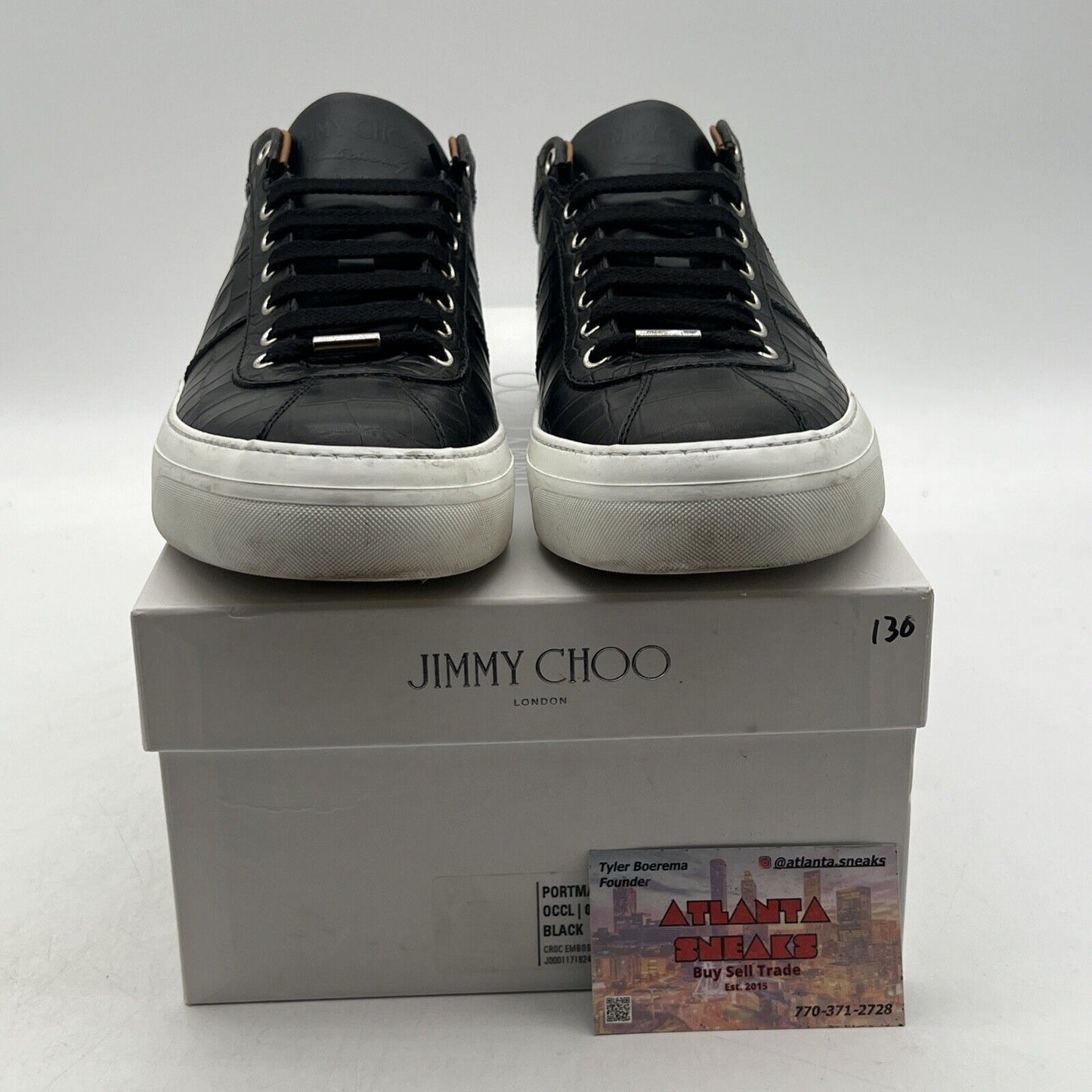 Size 9 - Jimmy Choo Men's Navy Blue Croc Belgravi Ltd Ed Black White Leather